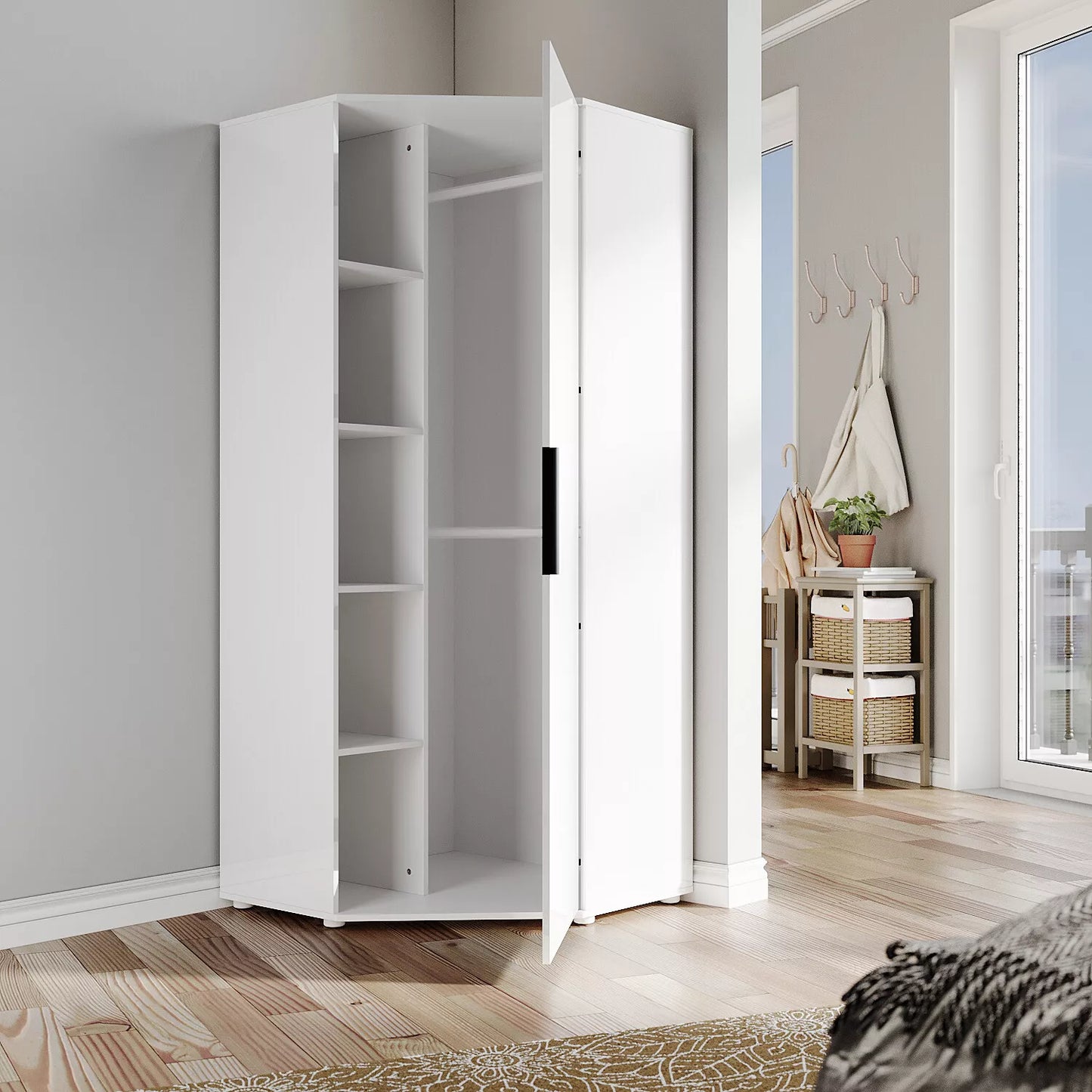 Leah Bedroom Corner Mirrored Wardrobe