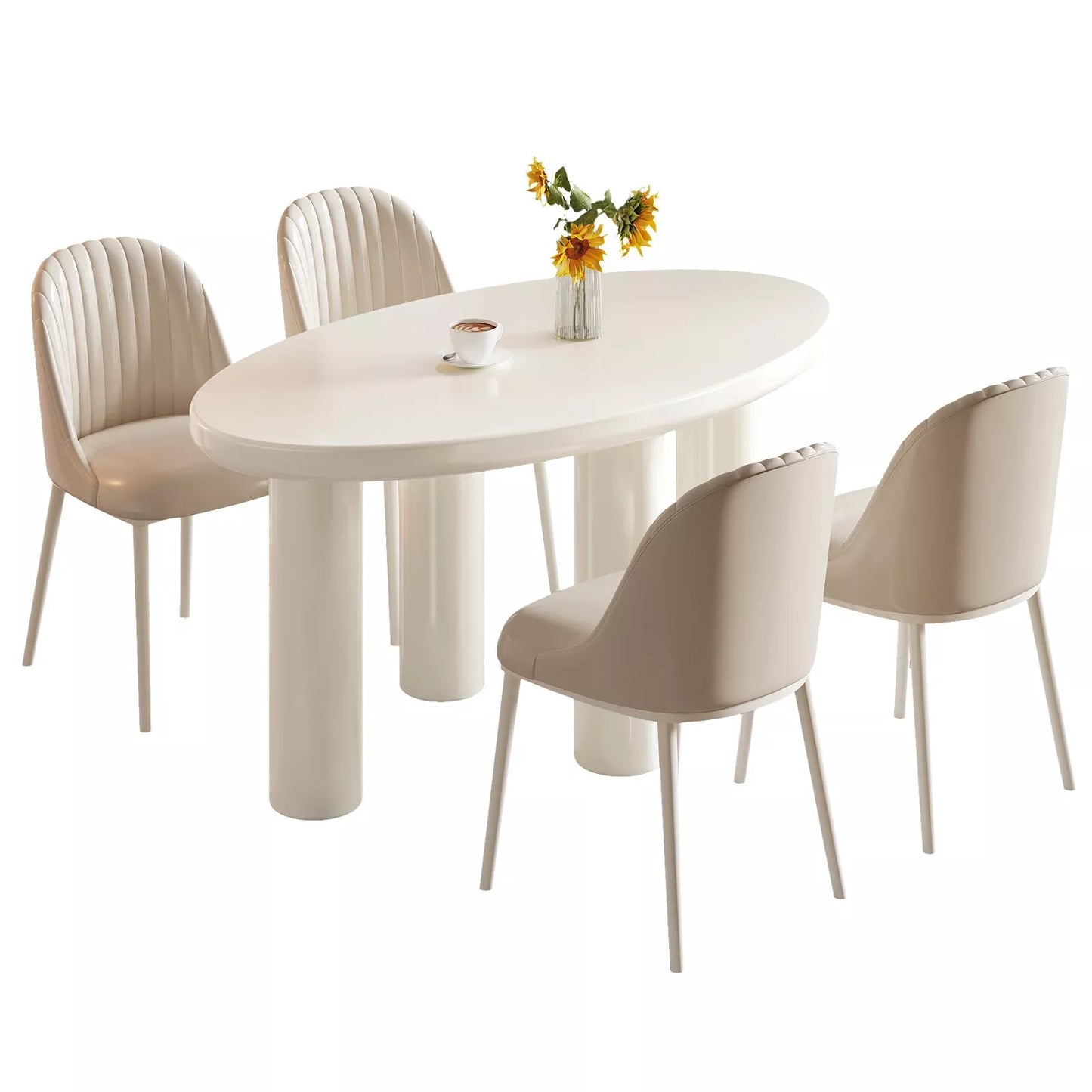 Luna Oval Modern Dining Table Set For 4