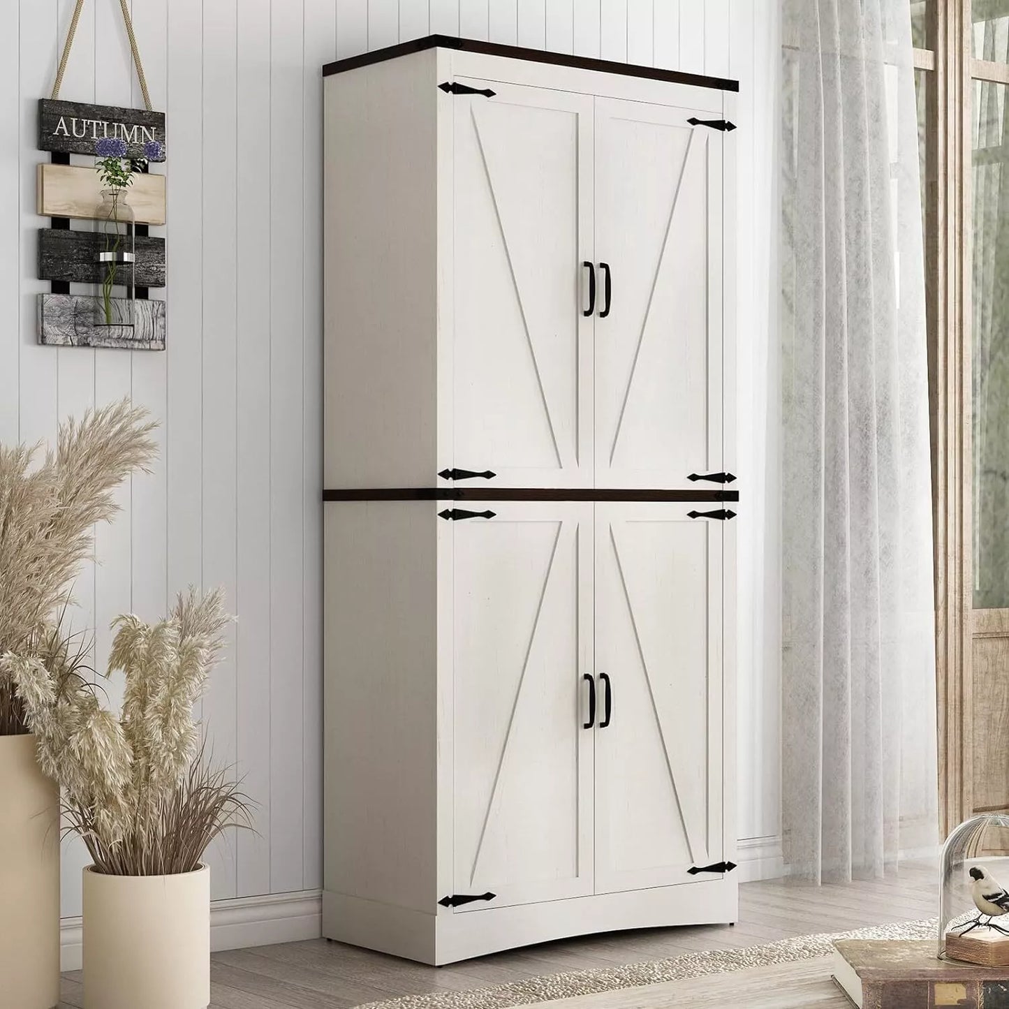 Rafe Tall Farmhouse Kitchen Pantry Cabinet