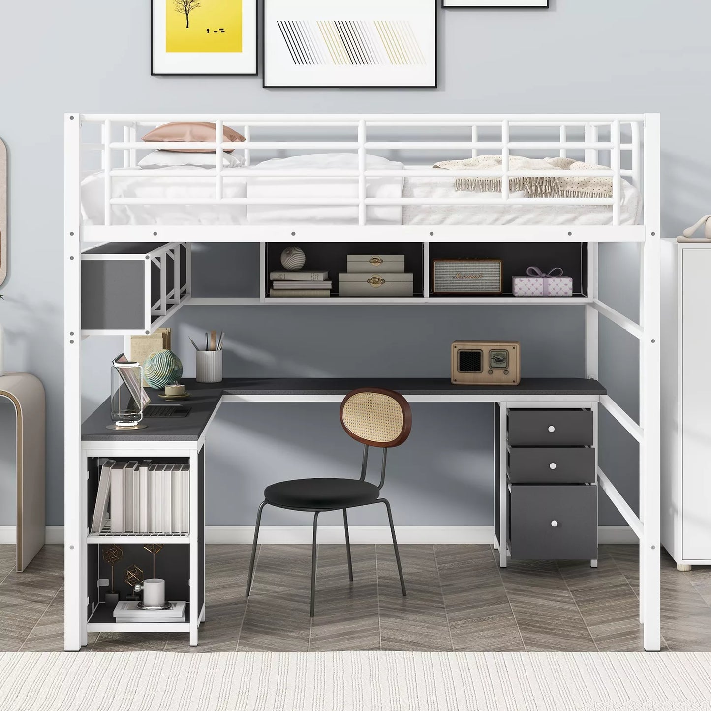 Chloe Full Loft Bed With Desk