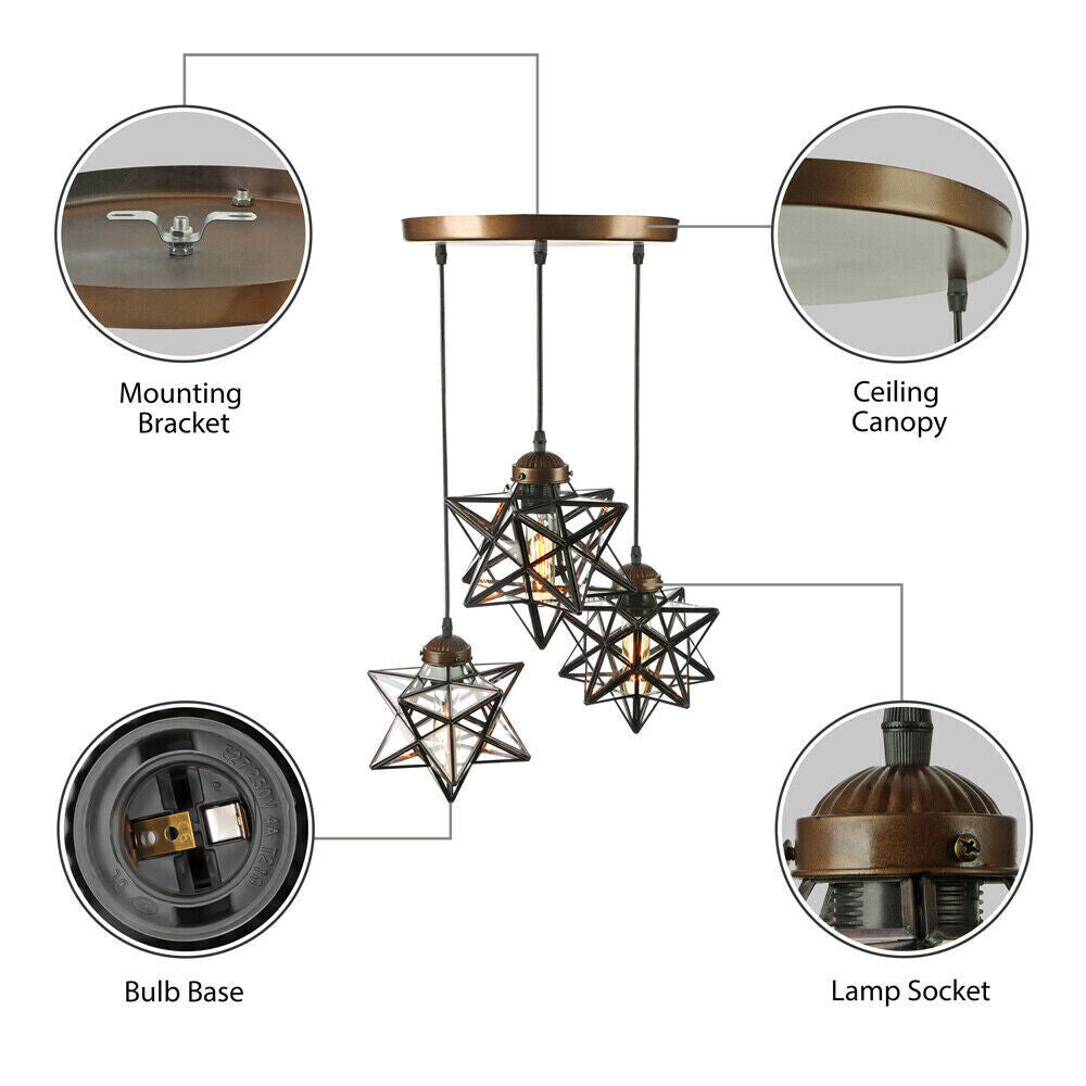 Glass Star Kitchen Pendant Light