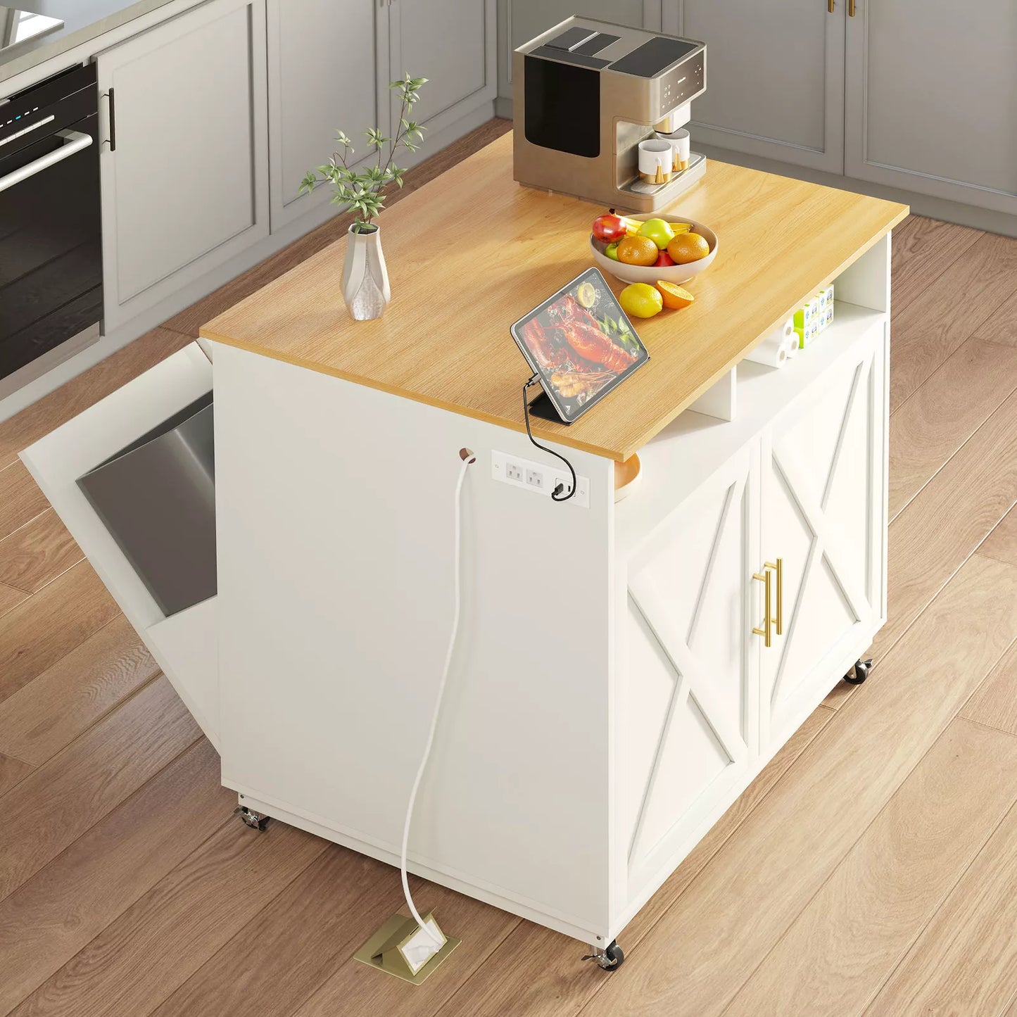 Aoife Dual Kitchen Trash Can Cabinet