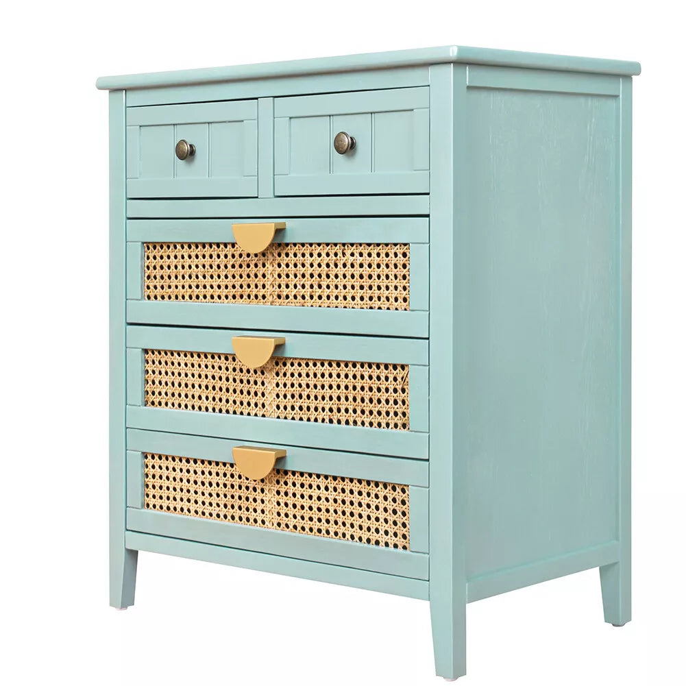 Fabio Rattan Small 5 Drawer Chest Dresser