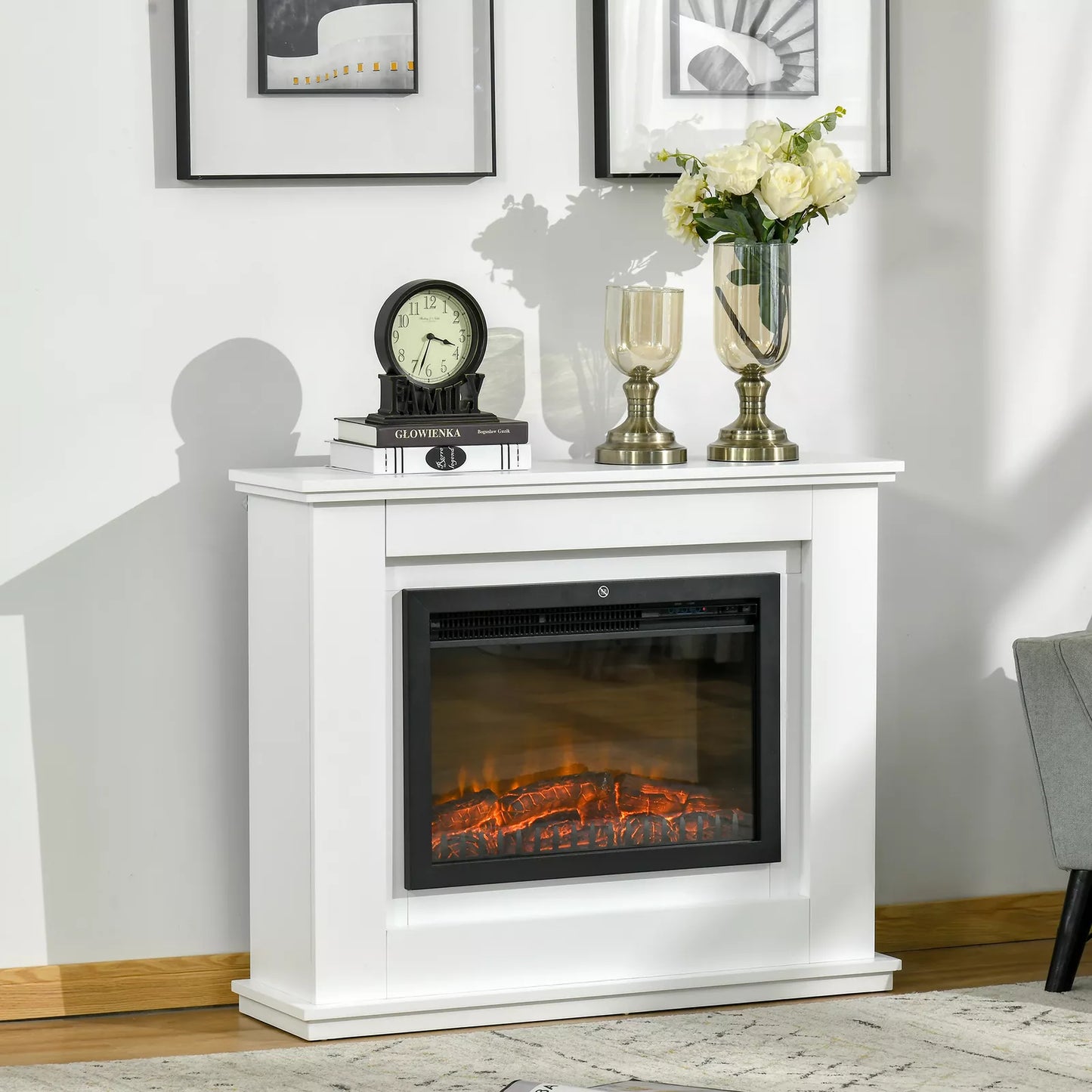 Zoe Free Standing Electric Stove Fire With Mantel