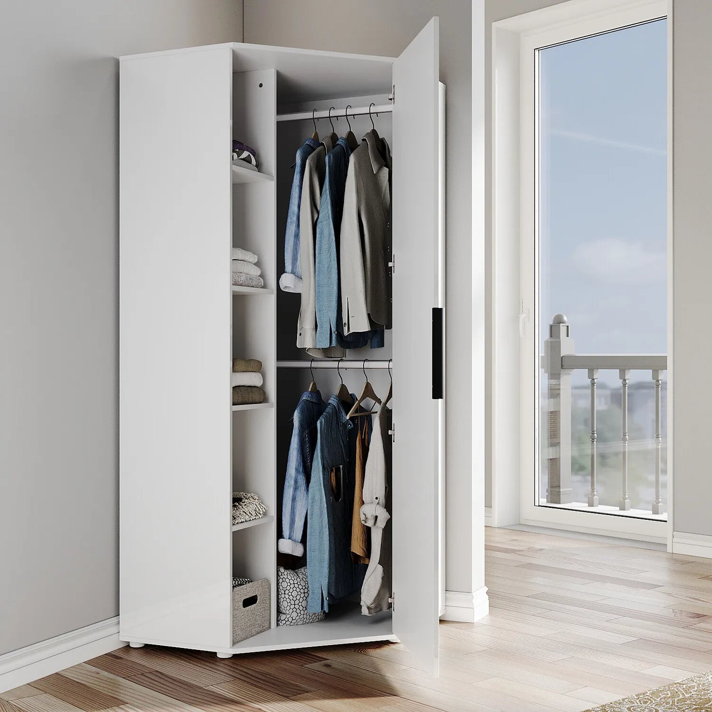 Leah Bedroom Corner Mirrored Wardrobe