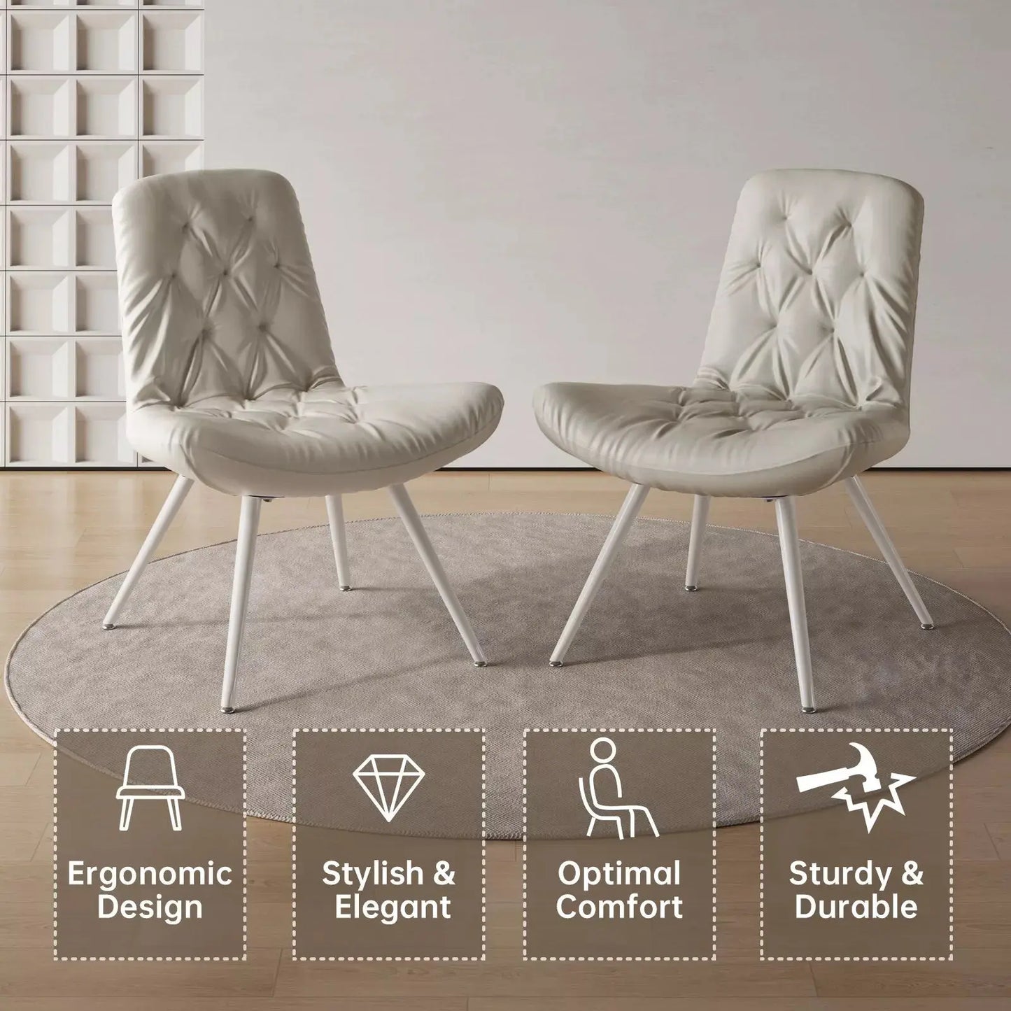 Gray Leather Modern Dining Chair (Set of 2) Canva Home