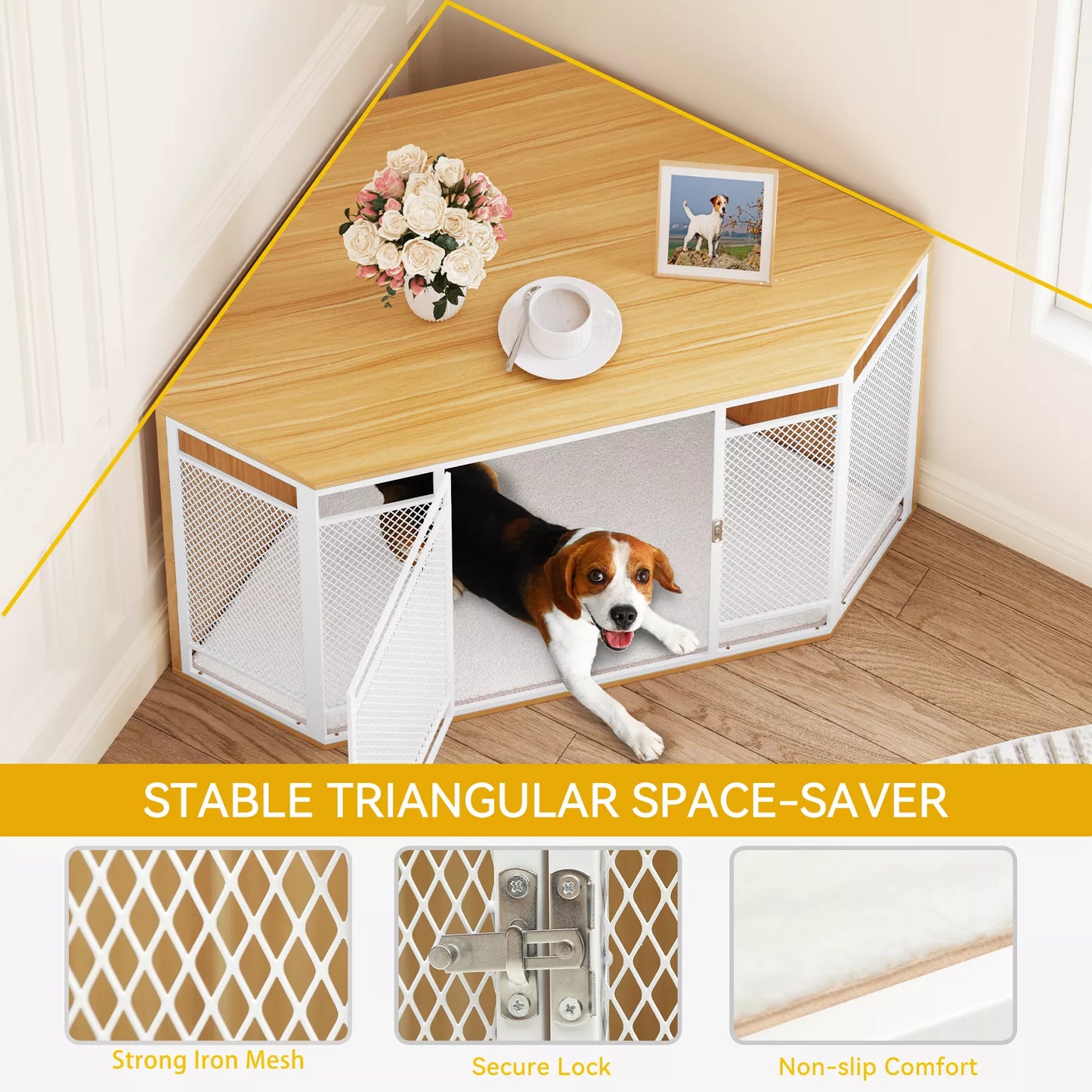 40.2" Cline Large Corner Dog Crates Furniture