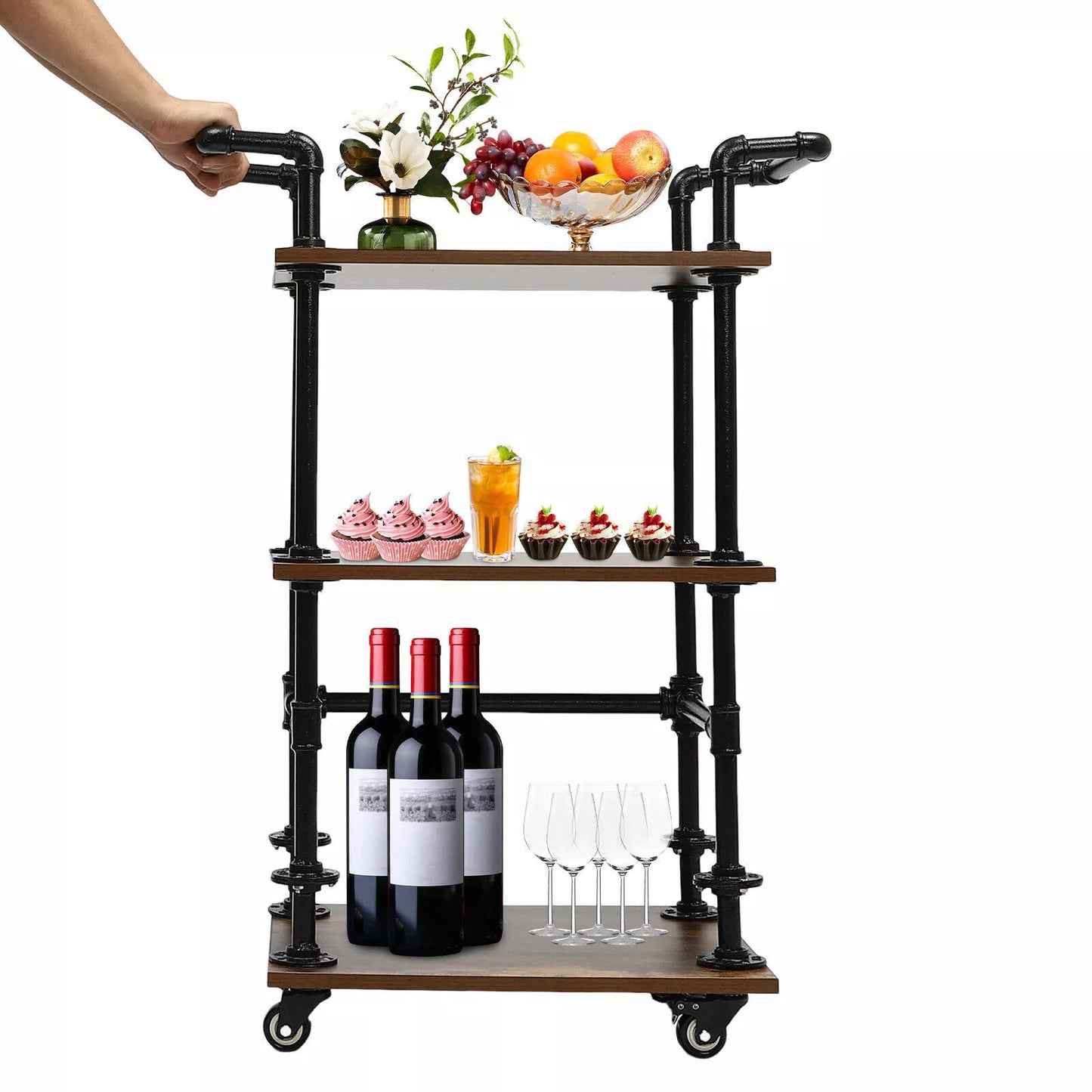 Retro Rolling Beverage Bar Cart