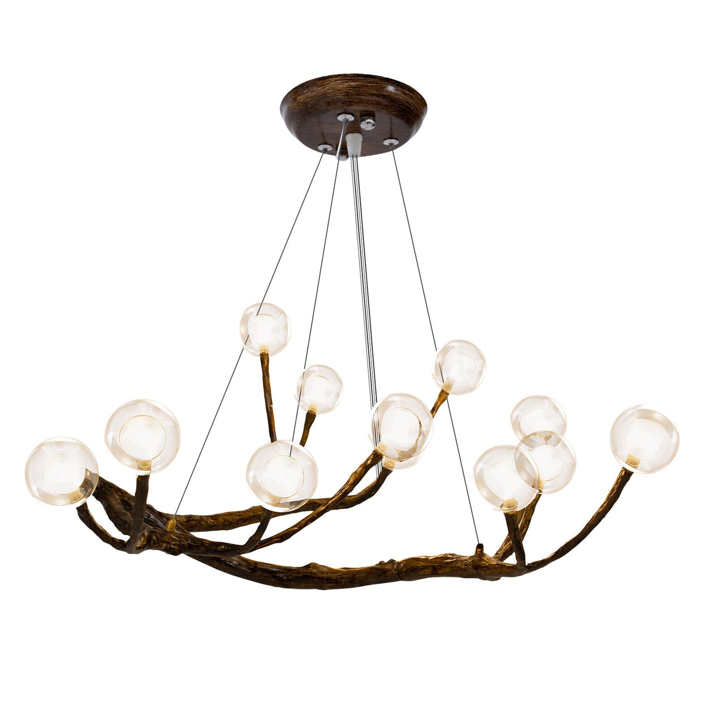 Wood Branch Bubble Dining Room Chandelier