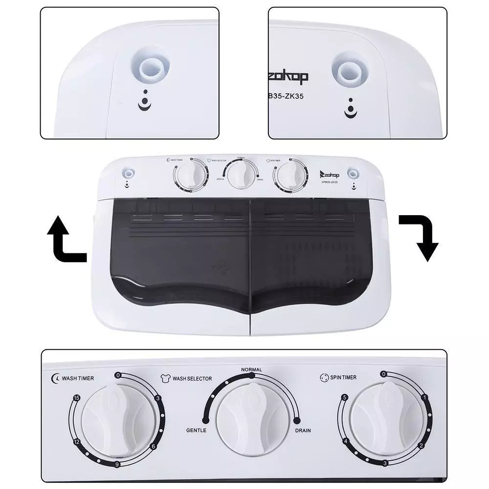 14.3lbs Twin Tub Portable Washer & Spin Dryer