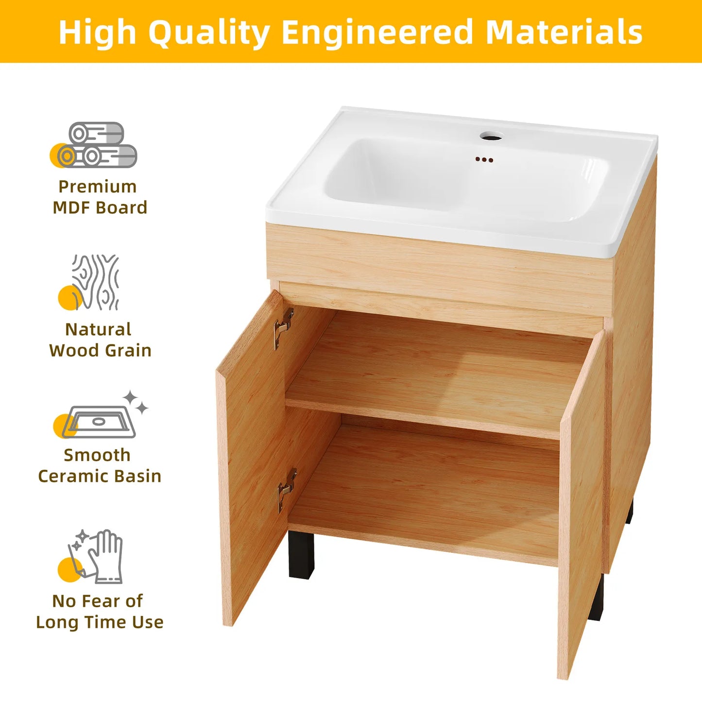 24" Small Bathroom Vanity Cabinet With Sink
