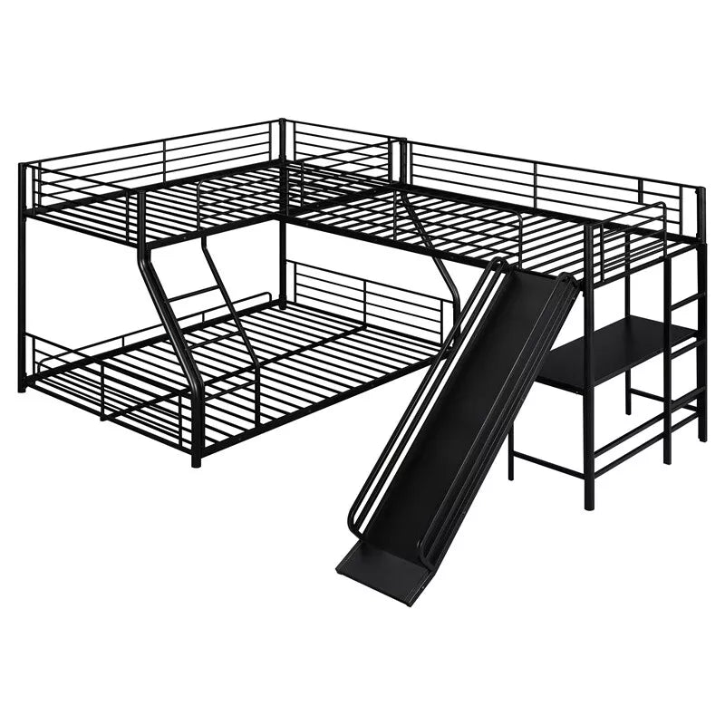 Ruiz L Shape Kids Bunk Bed With Slide