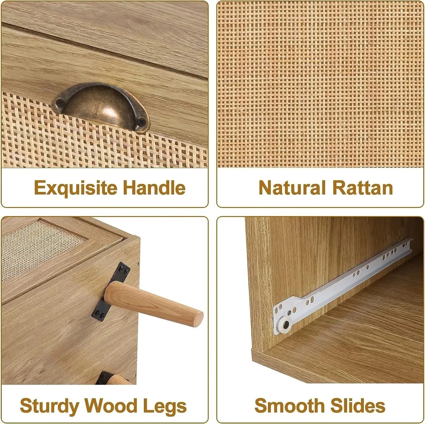 Rose Rattan Small 3 Drawer Chest Dresser Canva Home