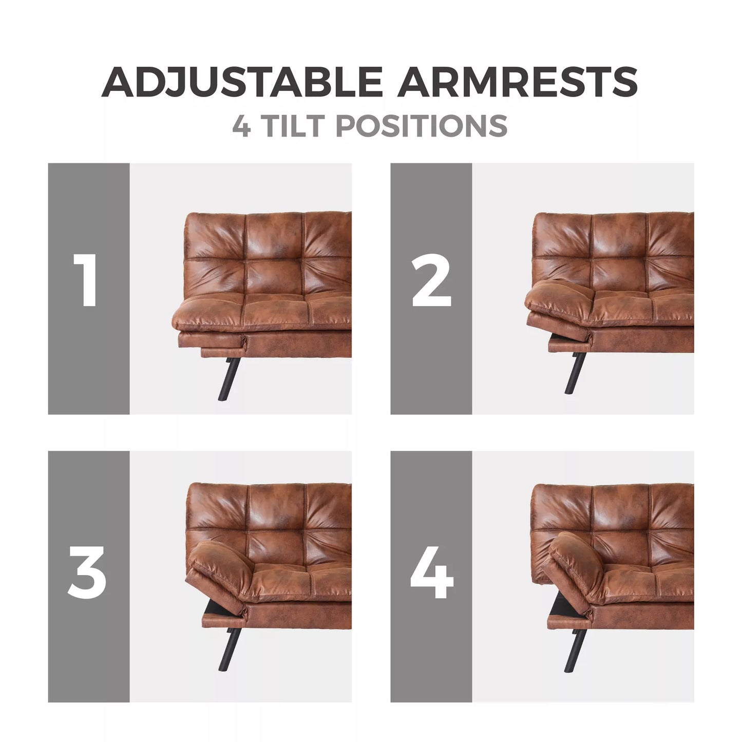 Vintage Leather Convertible Futon Sofa Bed