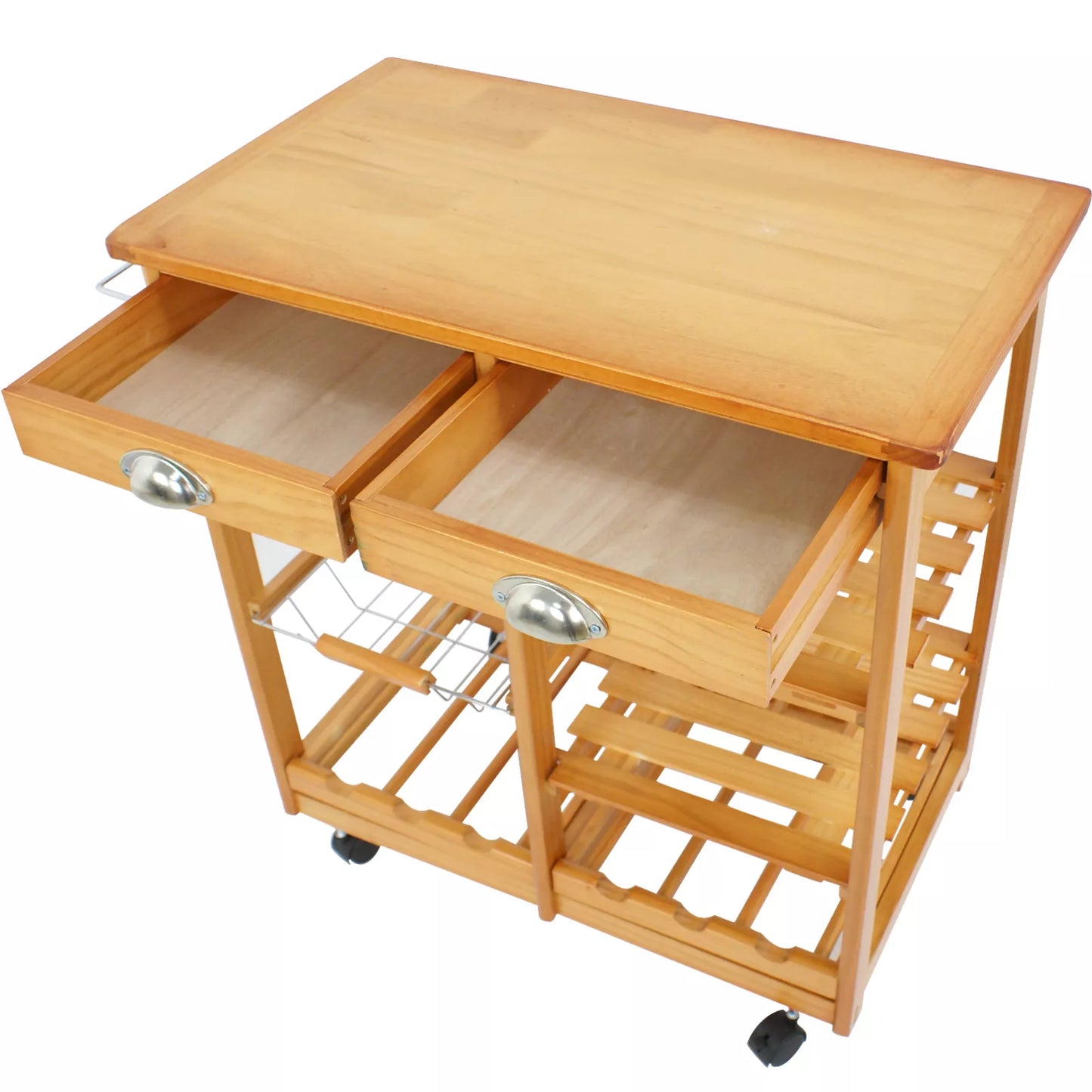 Owen Wood Rolling Kitchen Island Cart