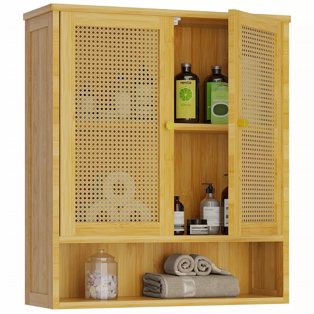 Rattan Wall Mounted Bathroom Cabinet
