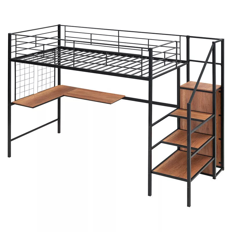 Kezia Full Loft Bed With Desk & Stairs