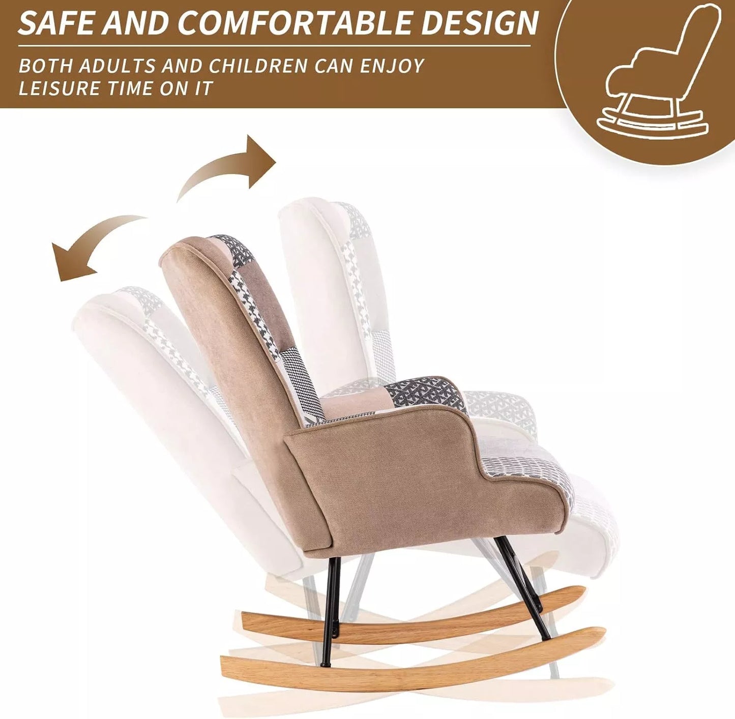 Nursery Modern Cushioned Rocking Armchair