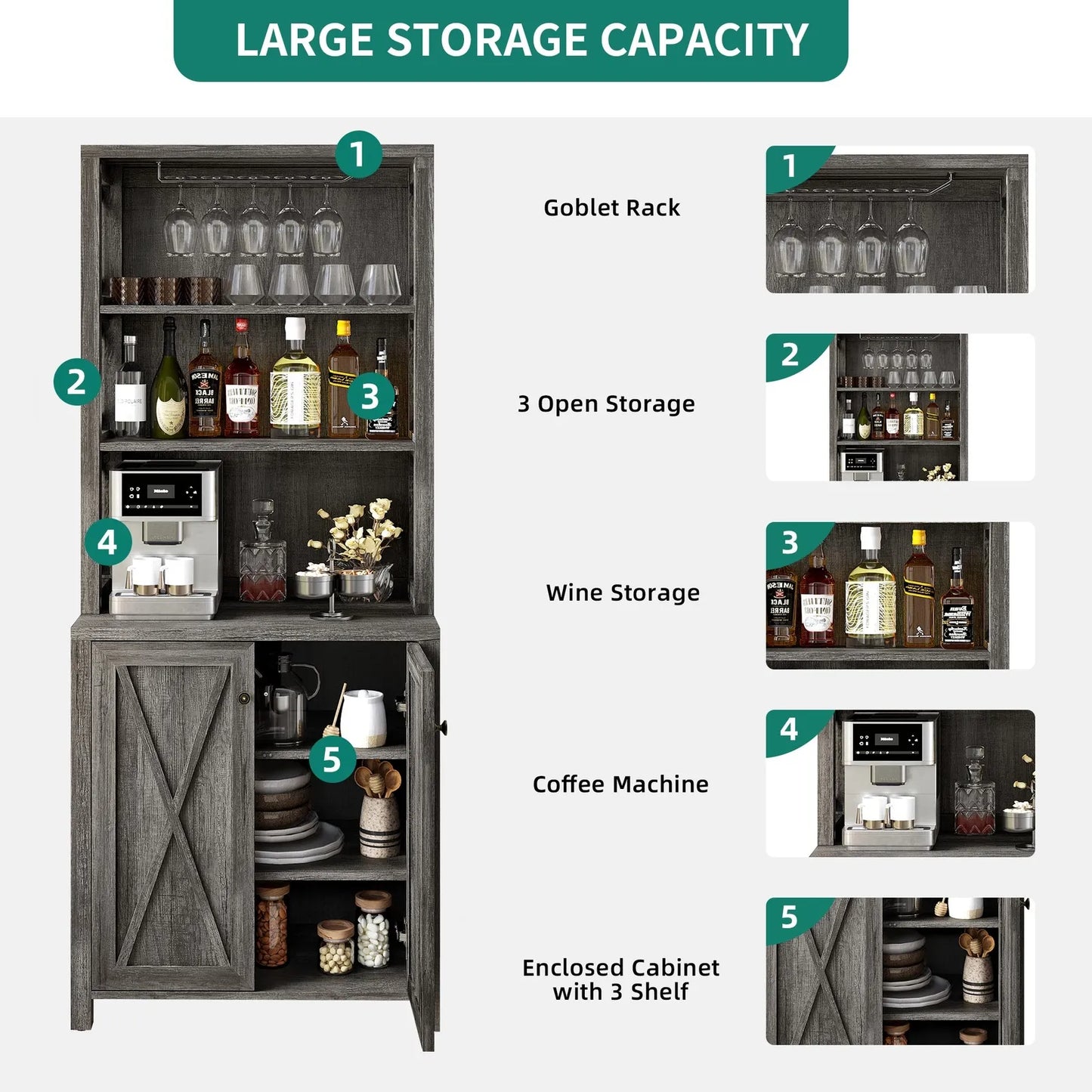 Berry Farmhouse Kitchen Pantry Cabinet