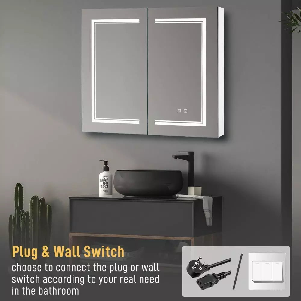 32" Mirrored Lighted Medicine Cabinet
