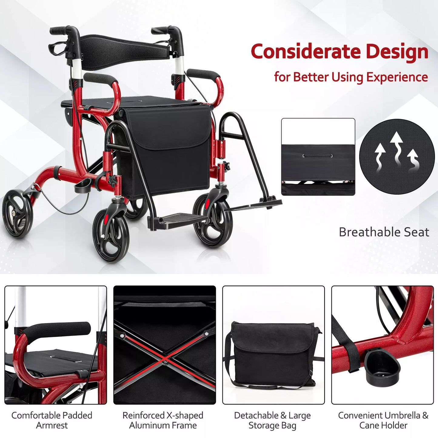 Ochoa Rollator Walker With Seat