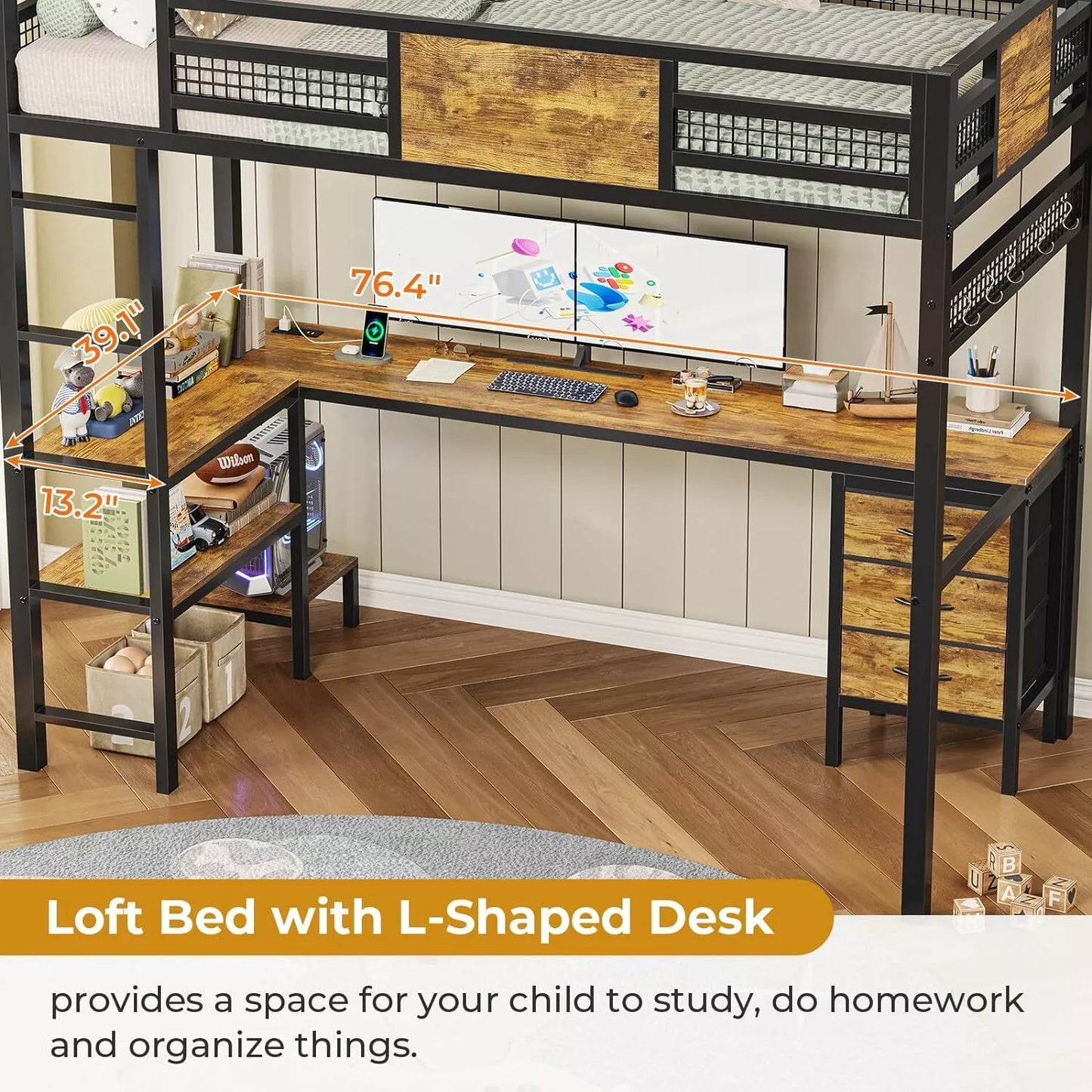 Musa Twin Loft Bed With Desk