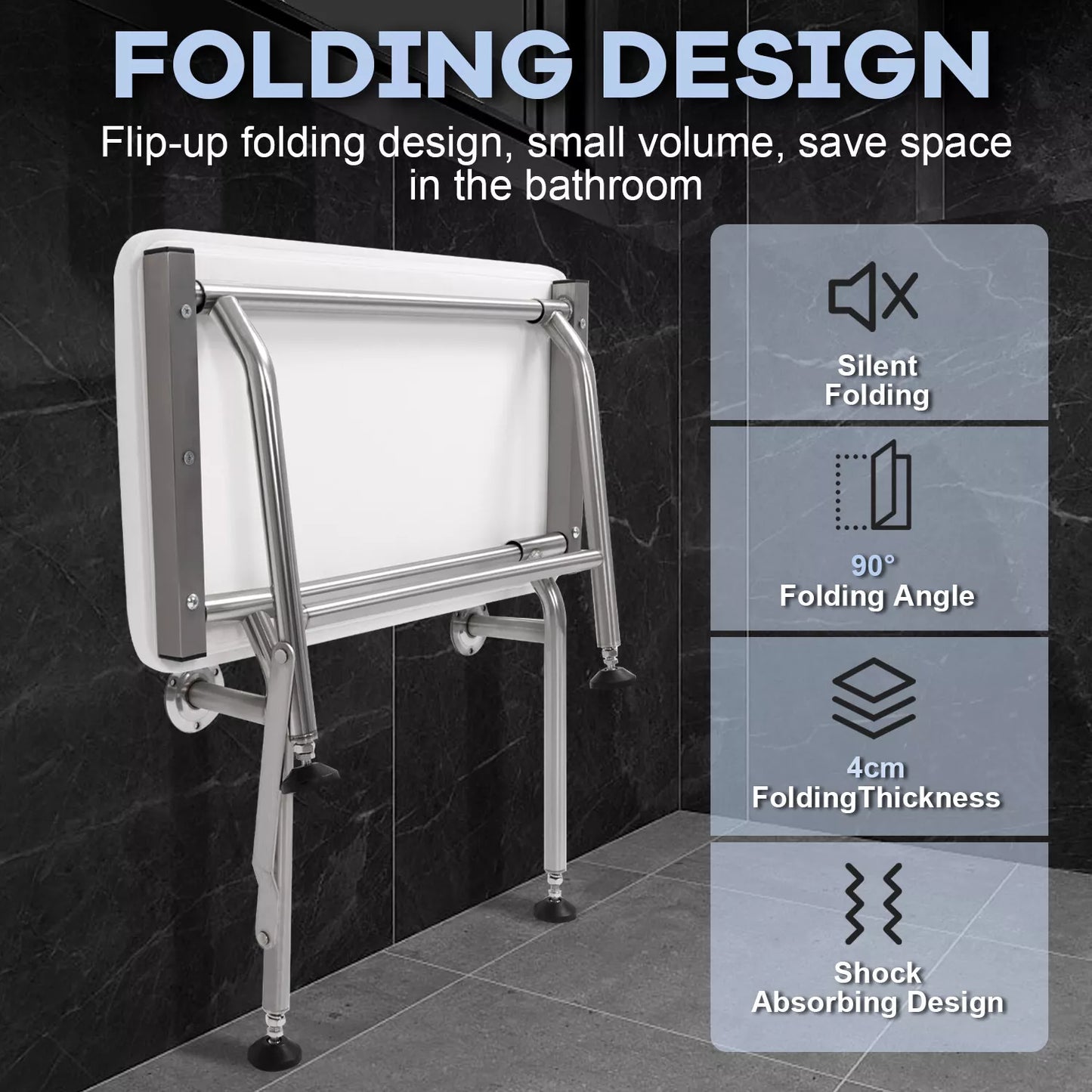 Padded Wall Mounted Folding Shower Seat