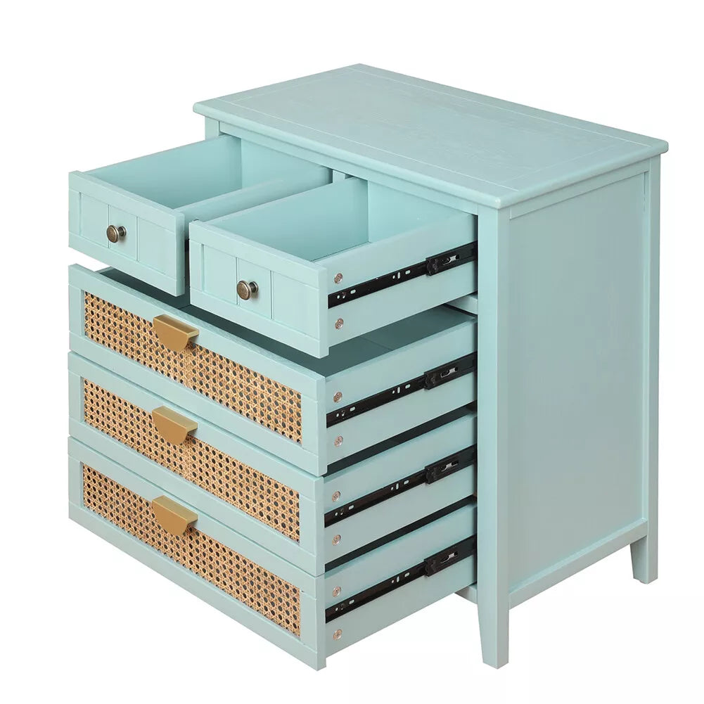 Fabio Rattan Small 5 Drawer Chest Dresser
