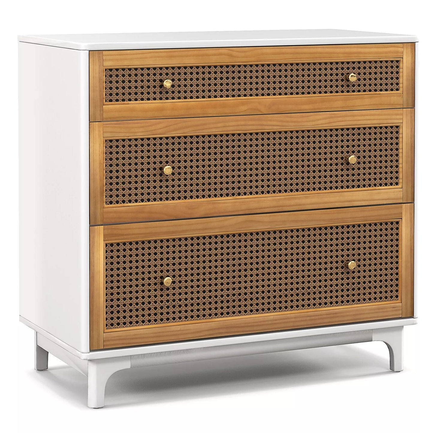 Erika Rattan Small White 3 Drawer Chest Dresser