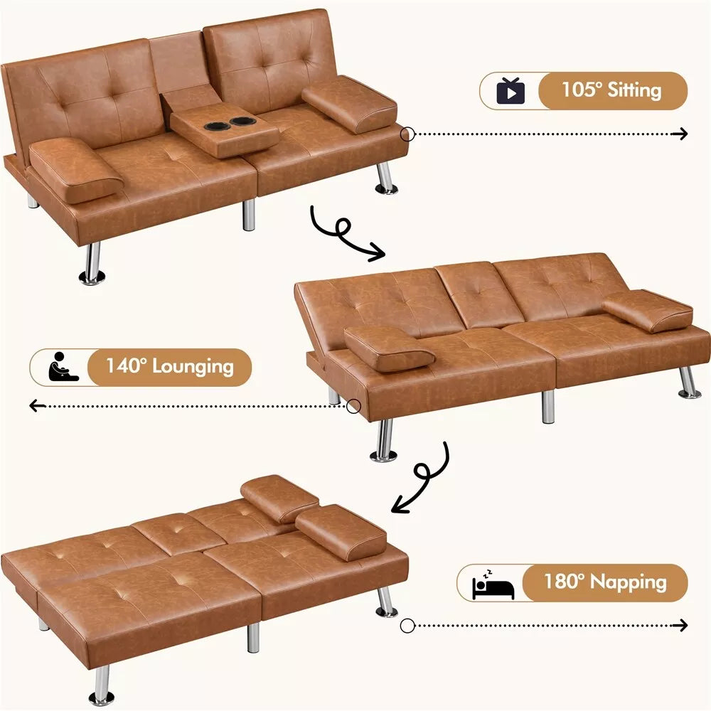 Faux Leather Futon Sofa Bed