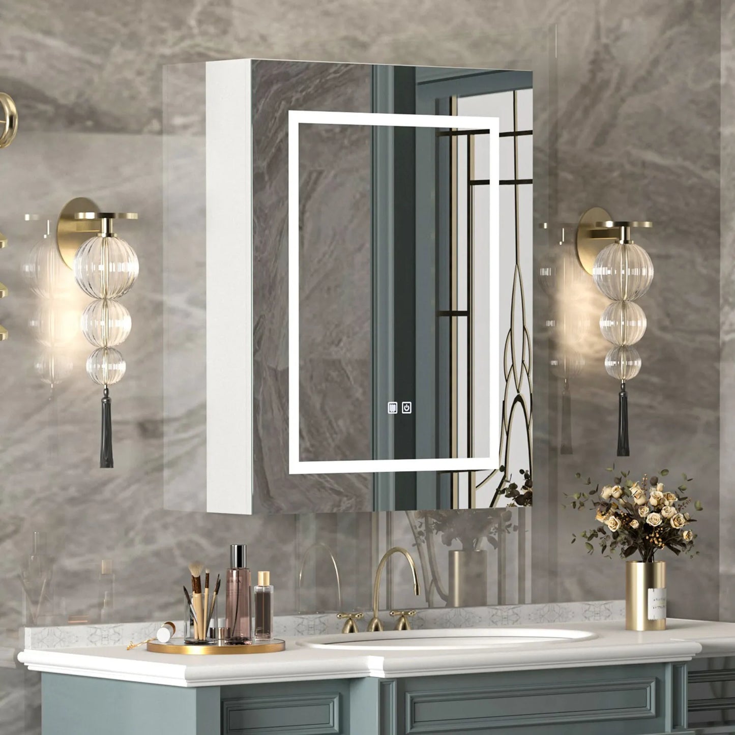 24" Mirrored Lighted Medicine Cabinet