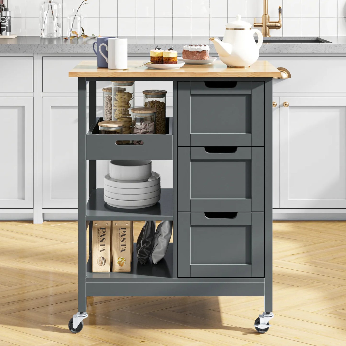 Mae Small Rolling Kitchen Island