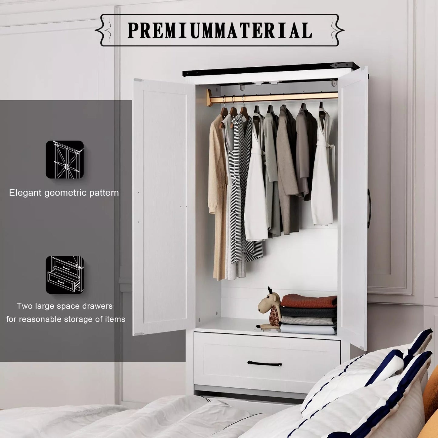 Mckay Farmhouse Armoire Wardrobe Closet Canva Home