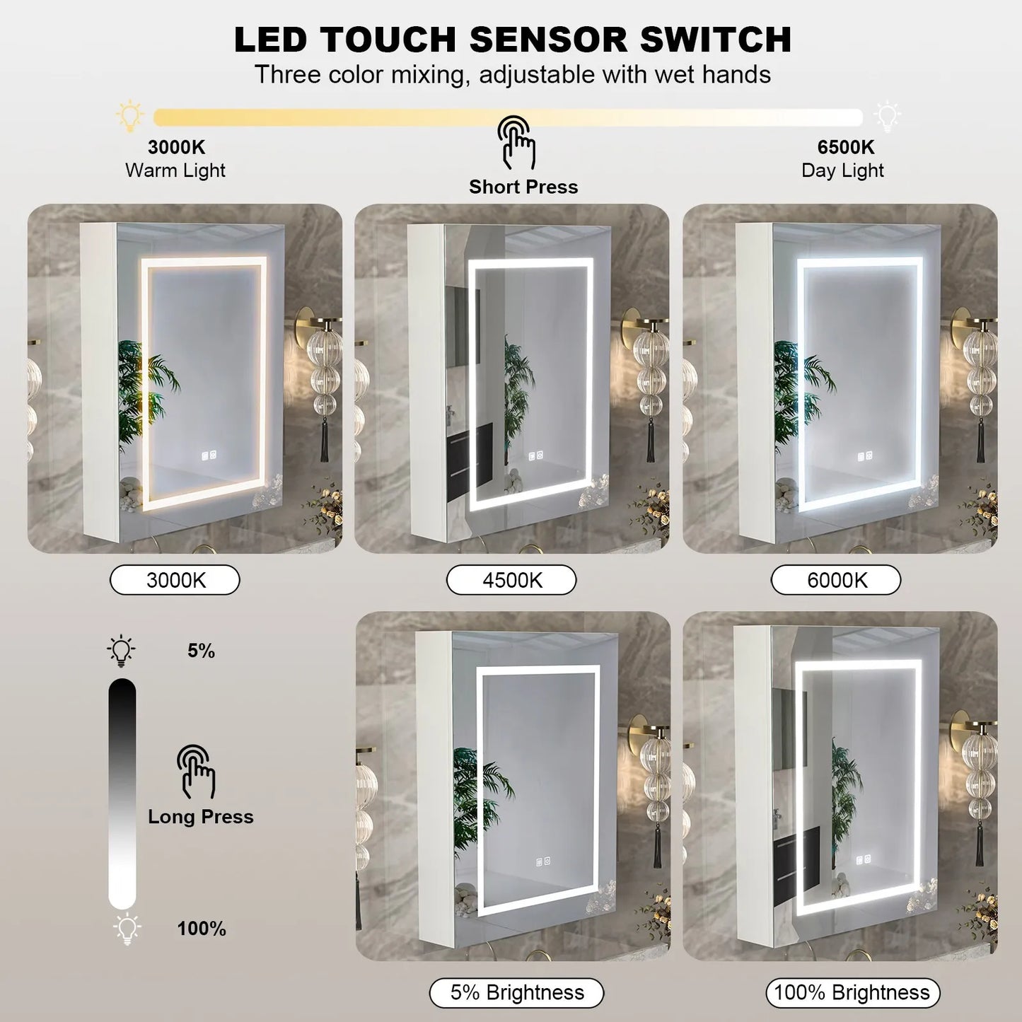 24" Mirrored Lighted Medicine Cabinet