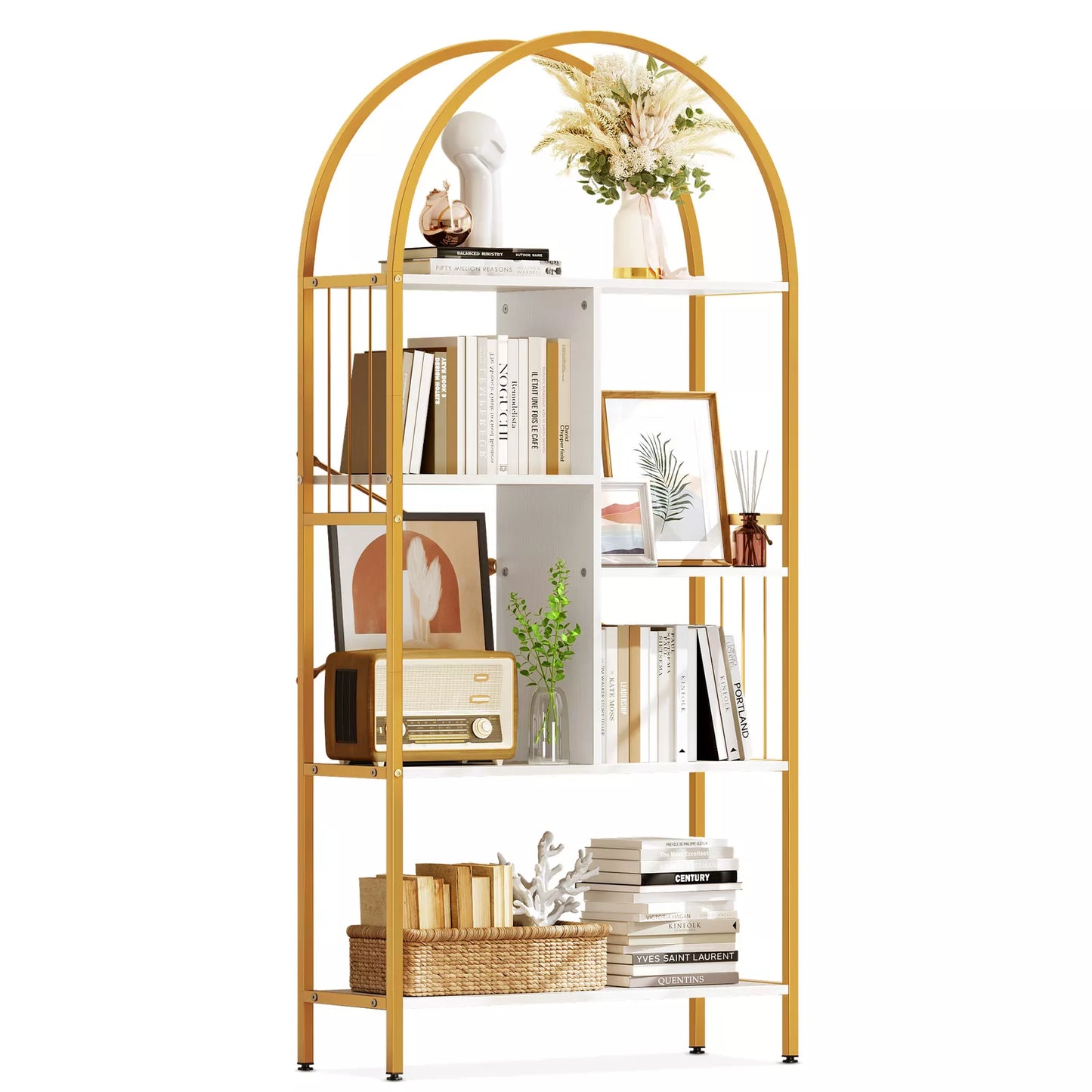 Kiera Modern Arched Bookcase Bookshelf