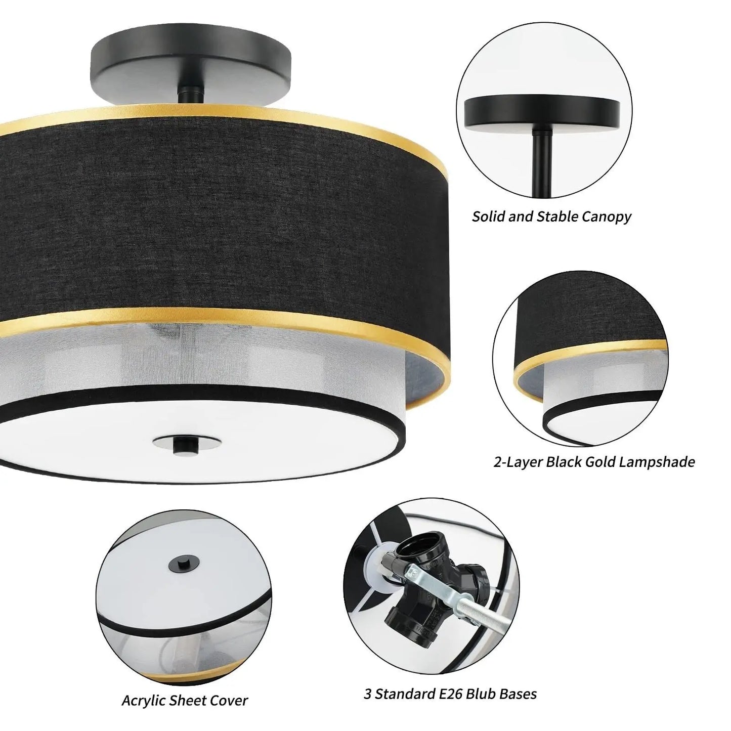 Mid-Century Semi Mount Ceiling Light Canva Home