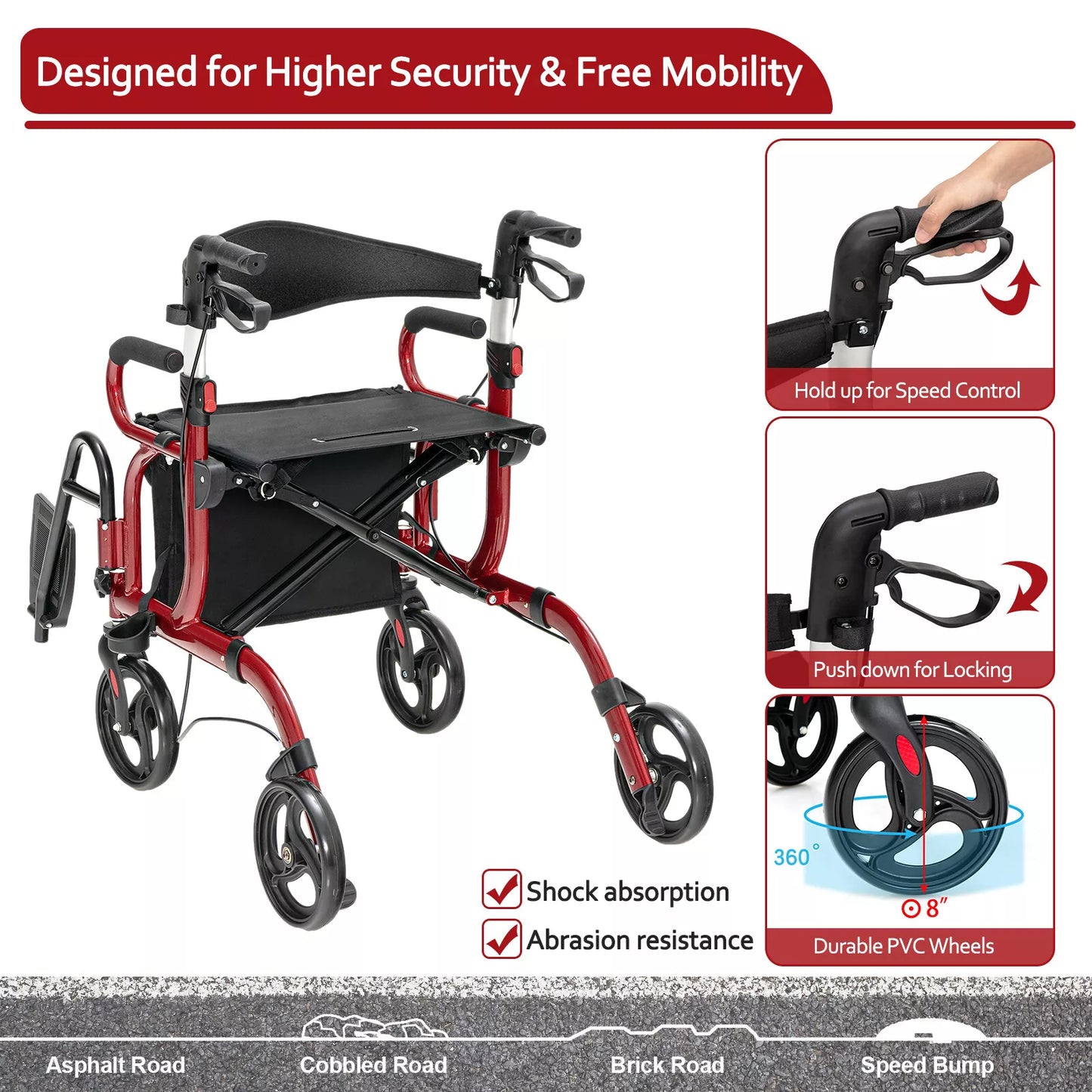 Ochoa Rollator Walker With Seat