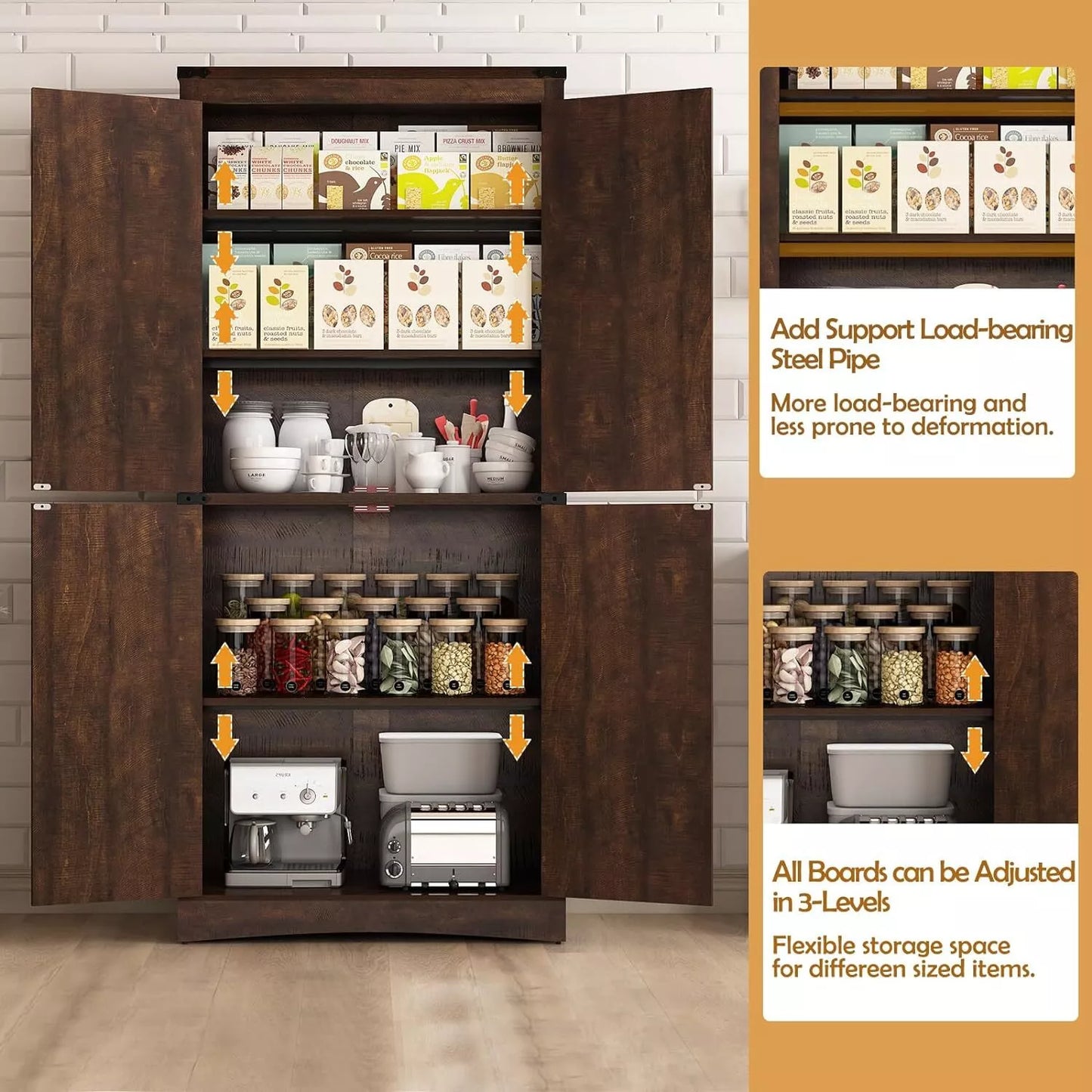 Rafe Tall Farmhouse Kitchen Pantry Cabinet