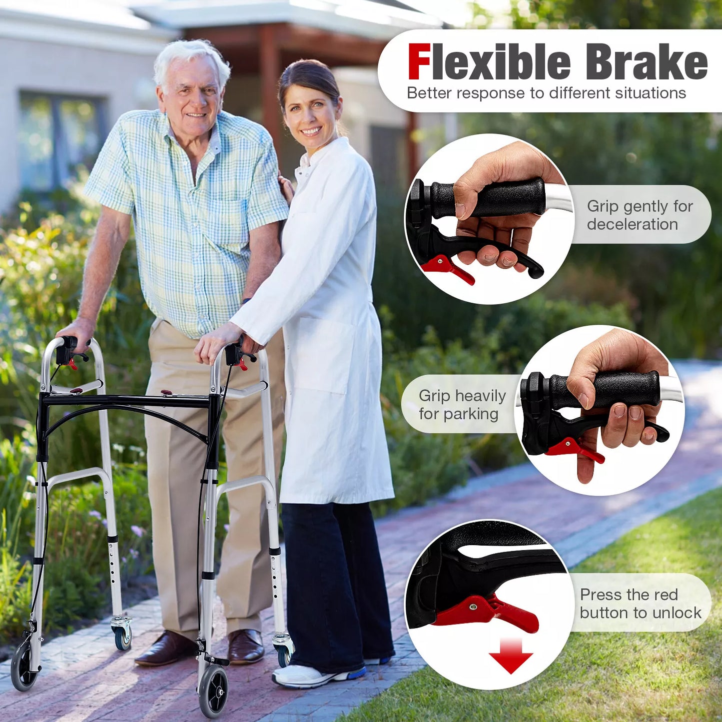 Senior Lightweight Mobility Walker With Seat (With Brake)
