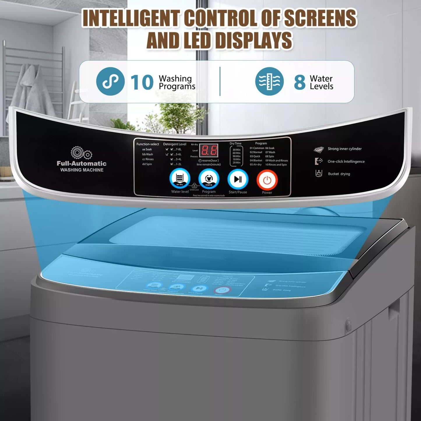 17.8lbs Portable Apartment Ventless Washer & Dryer Combo (Glass)