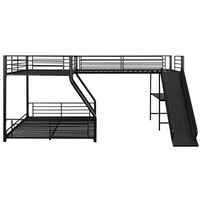 Ruiz L Shape Kids Bunk Bed With Slide