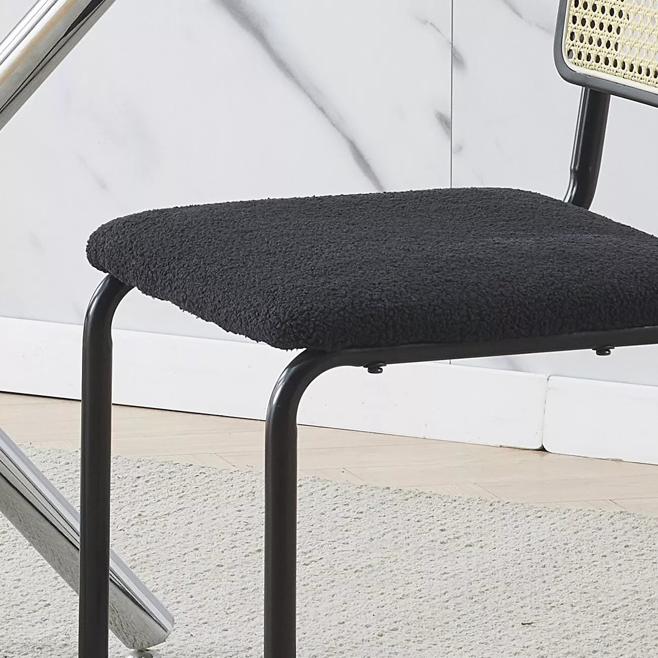 Black Mid Century Rattan Dining Chair (Set of 2)