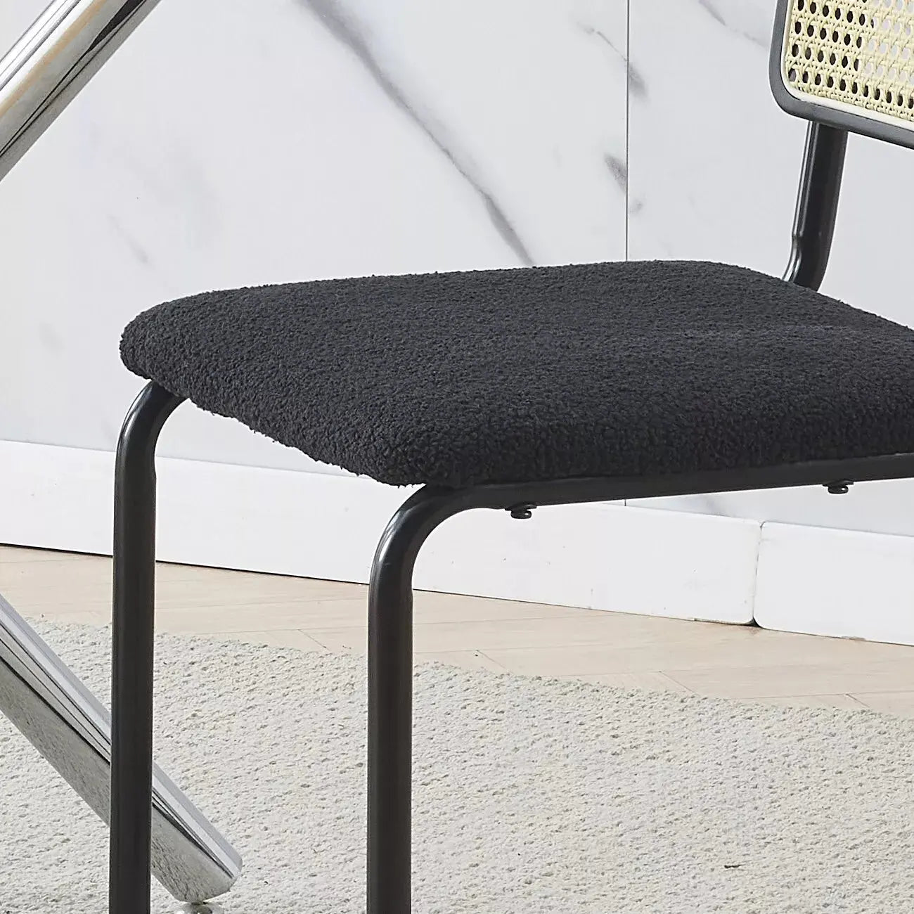 Black Mid Century Rattan Dining Chair (Set of 2) Canva Home