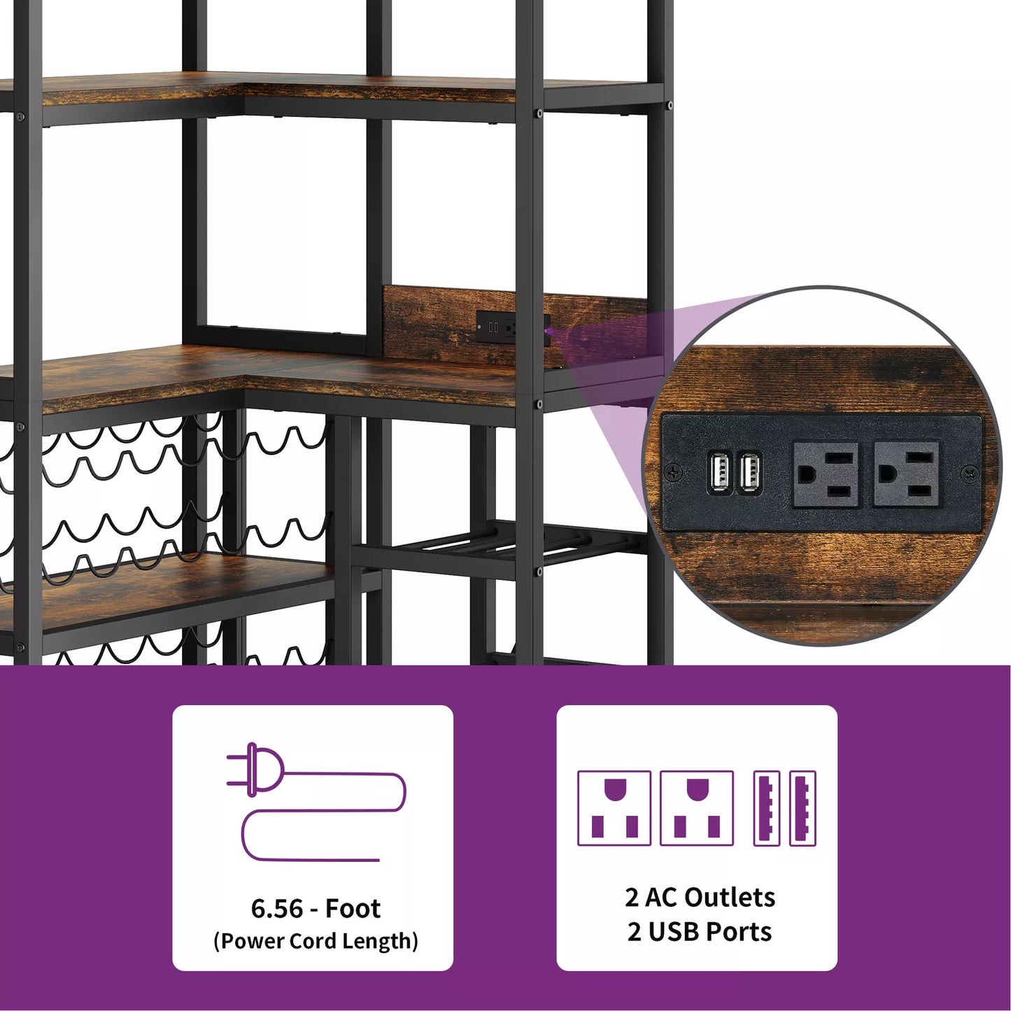 Flores Industrial Home Corner Bar Cabinet