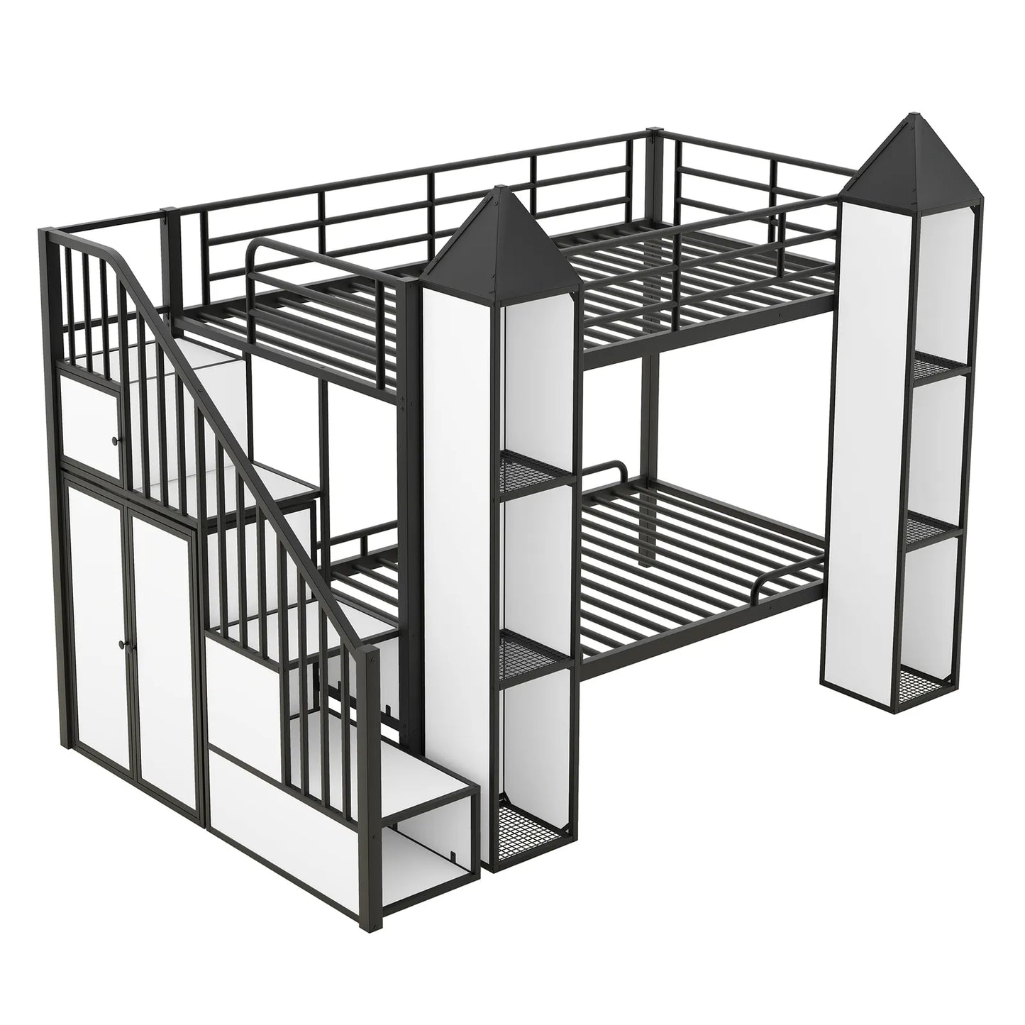 Moody Twin Over Twin Kids Bunk Bed With Stairs