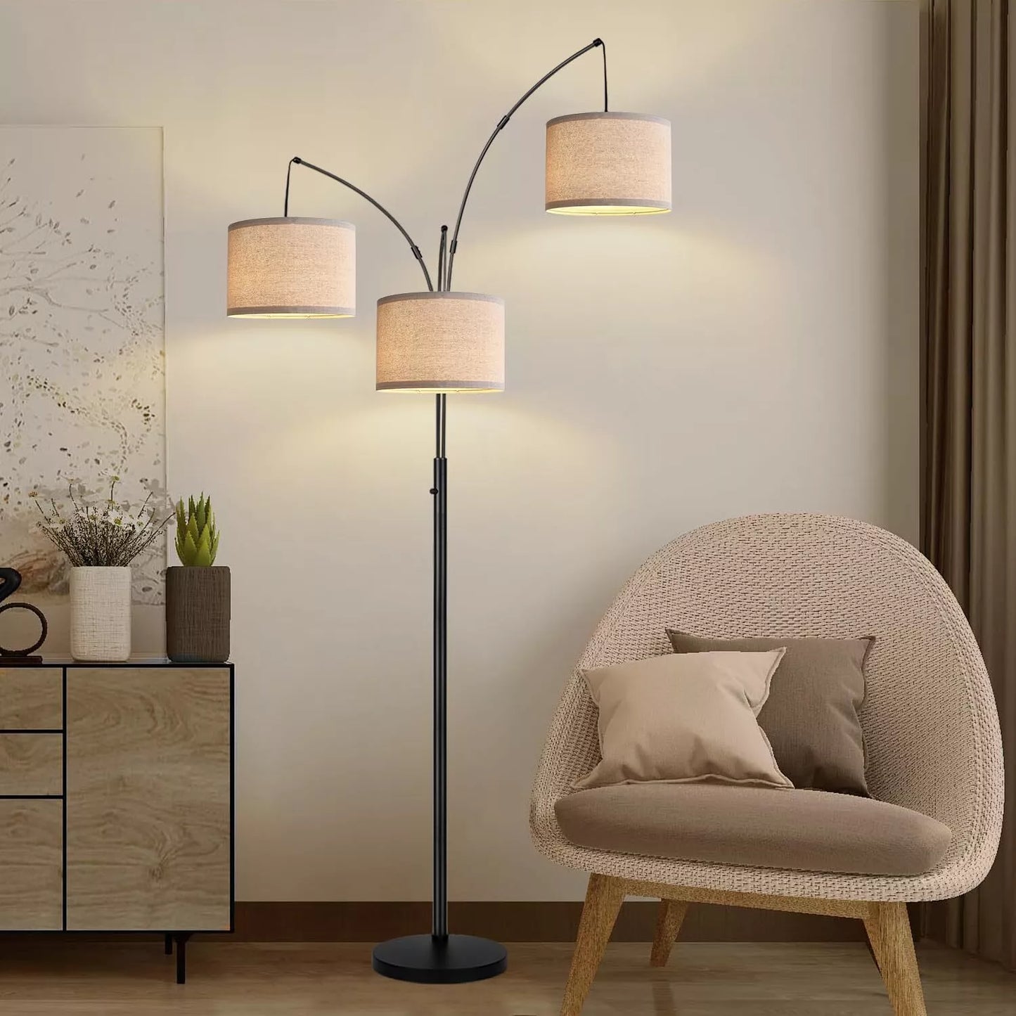3 Lights Farmhouse Living Room Floor Lamp