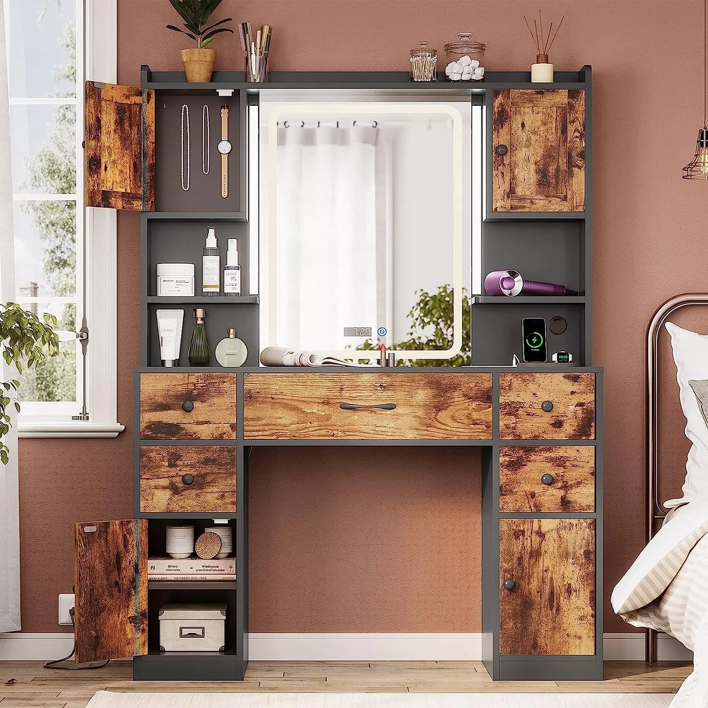 Arman Vanity Makeup Desk w/ Mirror & Lights