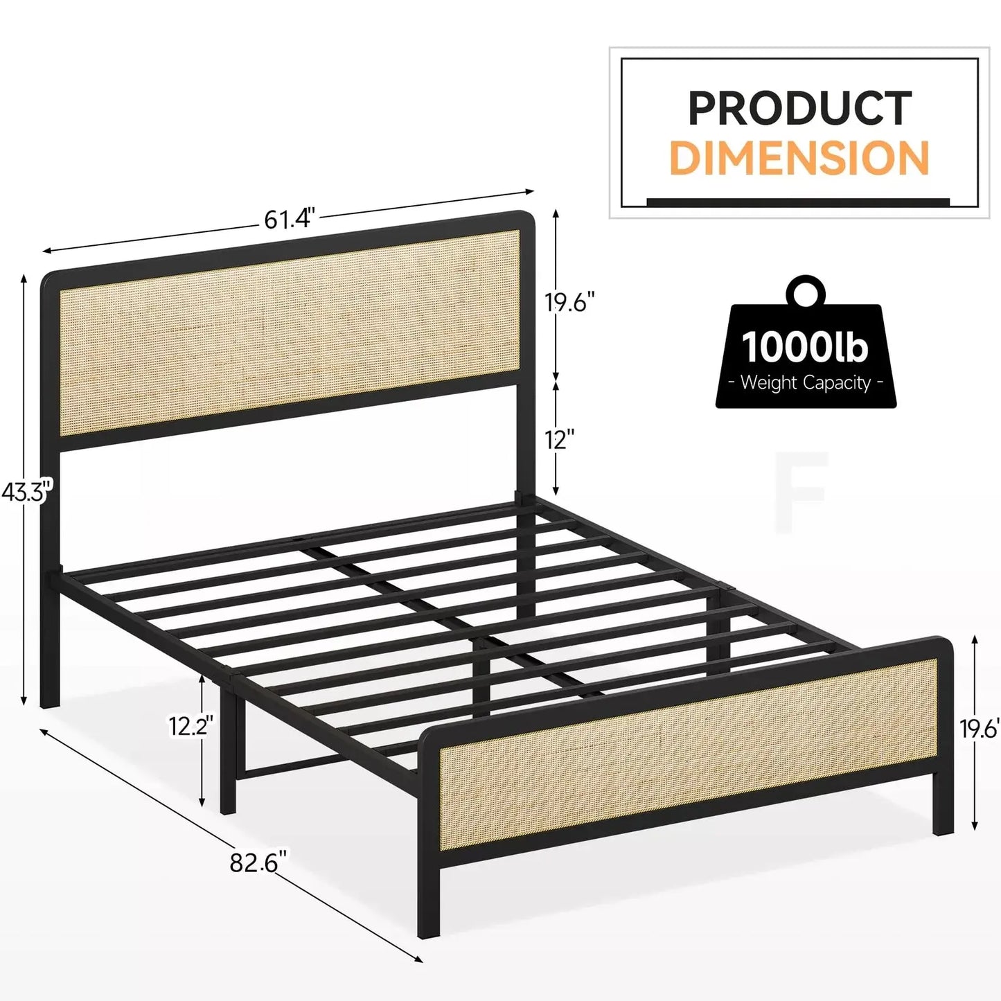 Jon Rattan Bed Frame Canva Home