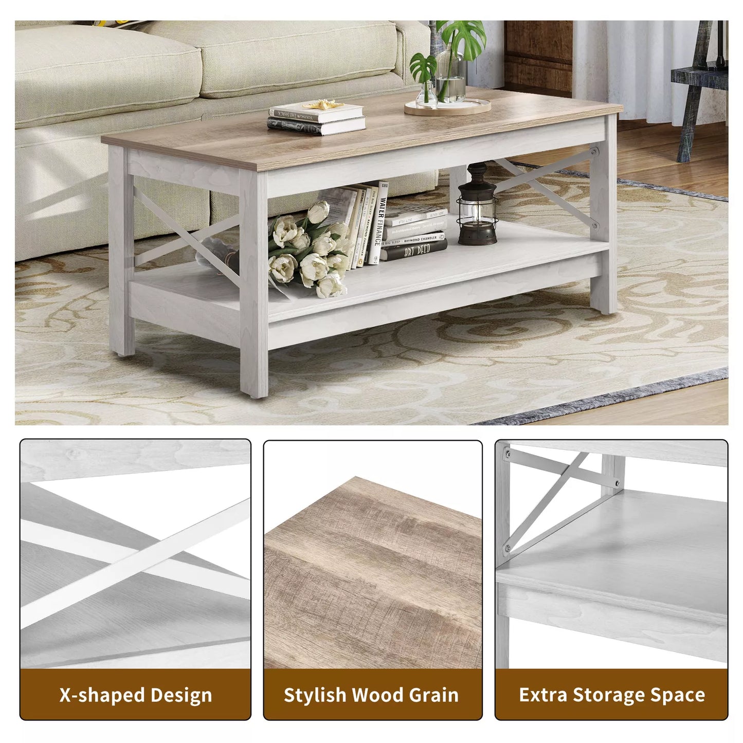 Ty Modern Farmhouse Coffee Table With Storage