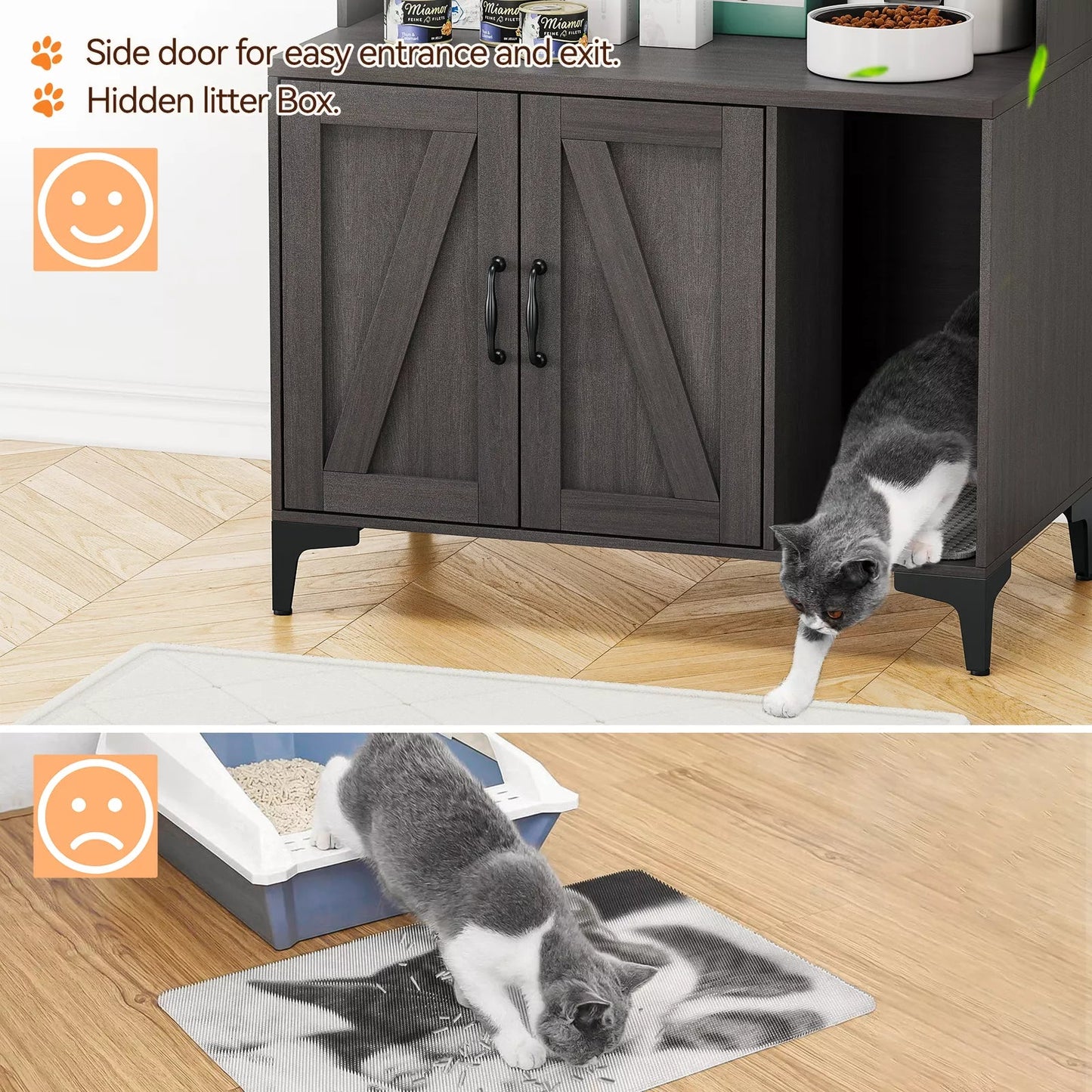 Wood Cat Litter Box Enclosure Furniture Canva Home